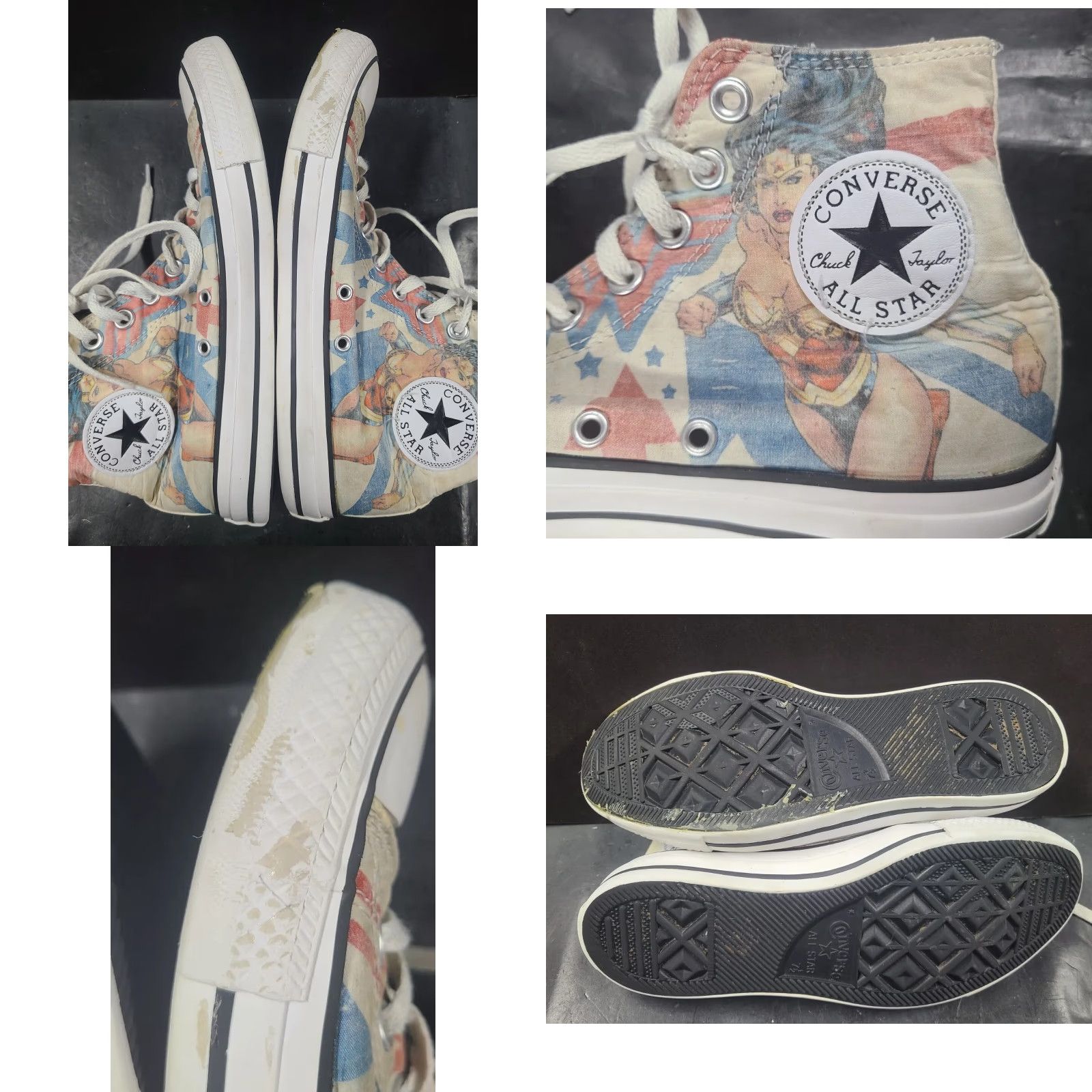 Converse Converse Chuck Taylor DC Comics Wonder Woman High Top Sneaker Unisex Adults 9.5 White Graphic Logo Custom Theme Comics Size US 10 / IT 40 - 8 Thumbnail