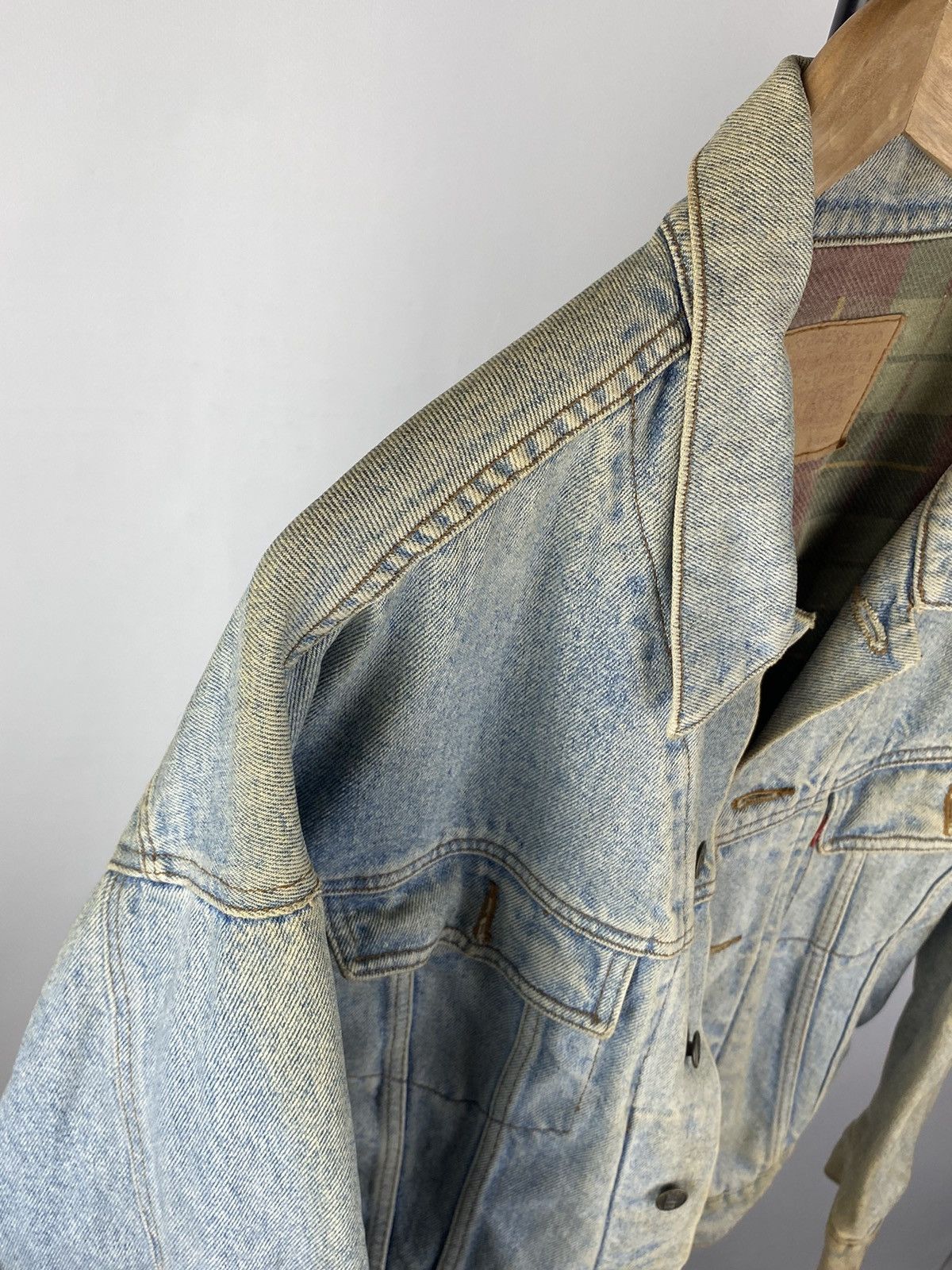 Levi's × Vintage 80s🔥Levis 598 Usa Blue Dirty Vntg Insulated Denim Jacket Size US L / EU 52-54 / 3 - 15 Thumbnail