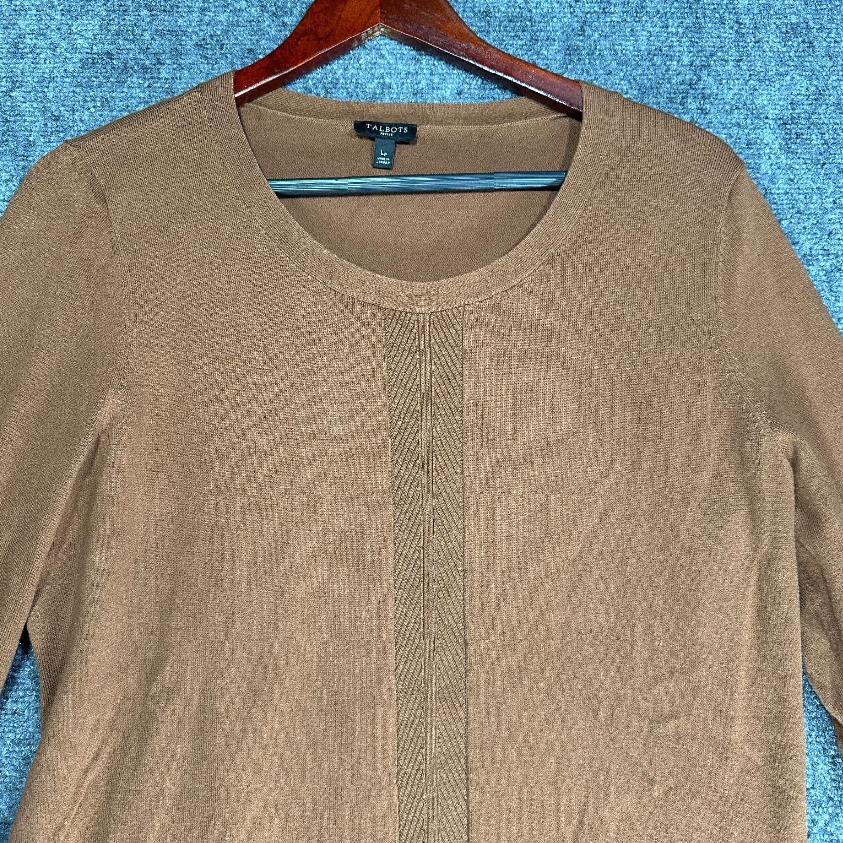 Talbots Talbots Sweater Womens Large Petite Brown Cotton Stretch Tight Knit Pullover Size L / US 10 / IT 46 - 4 Thumbnail