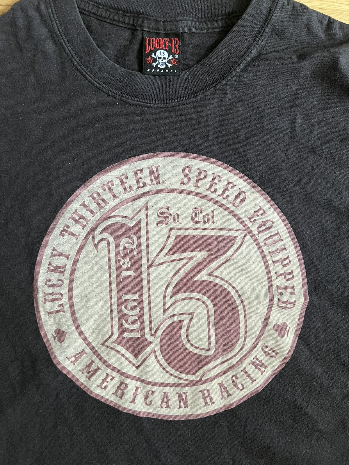 Vintage Vintage y2k thrashed lucky 13 black graphic t shirt Size US M / EU 48-50 / 2 - 2 Thumbnail