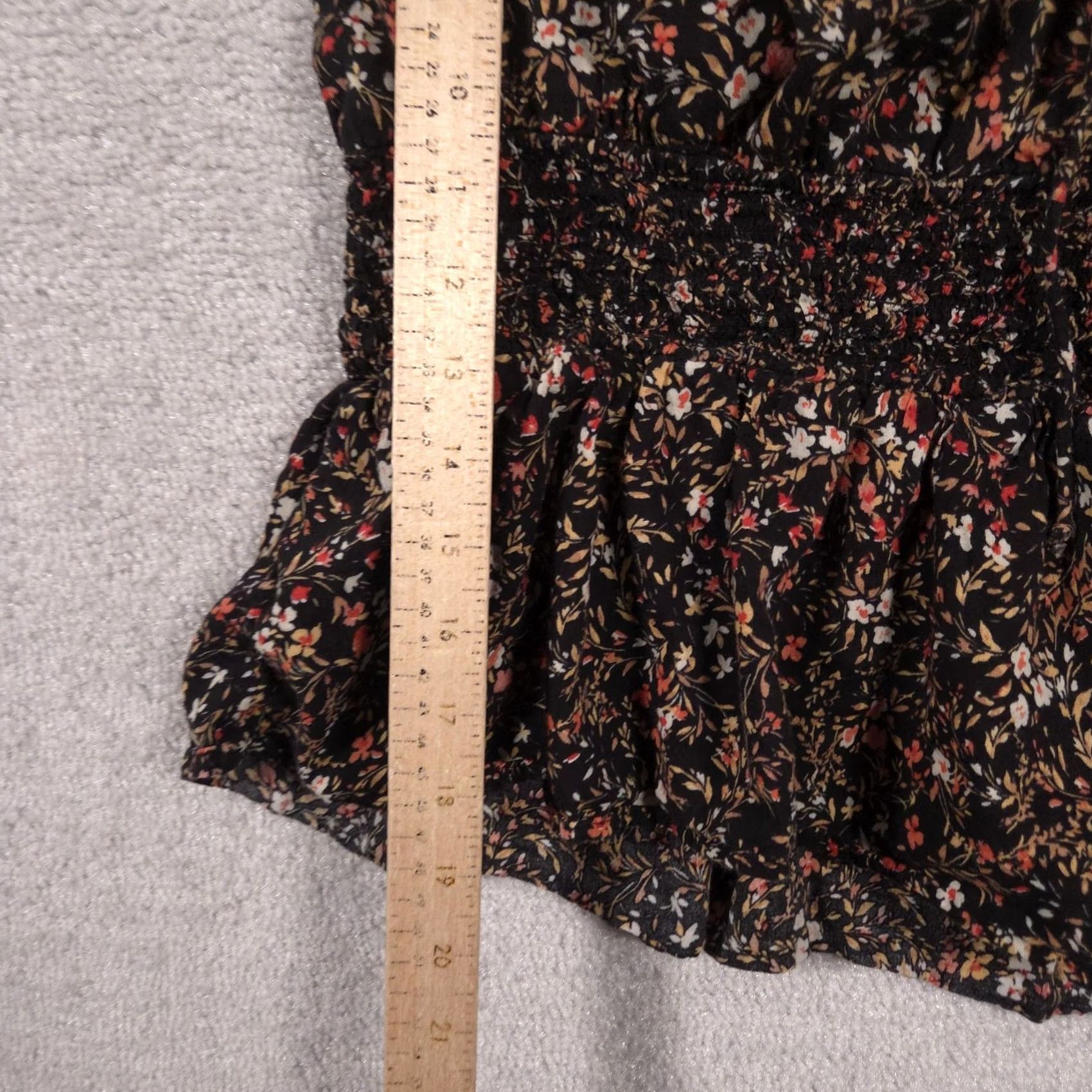 Old Navy Old Navy Blouse Womens 2X Plus Black Floral Ruffle Peplum Scoop Neck Short Sleeve Top Blouse Size XXL / US 16-18 / IT 52-54 - 7 Thumbnail