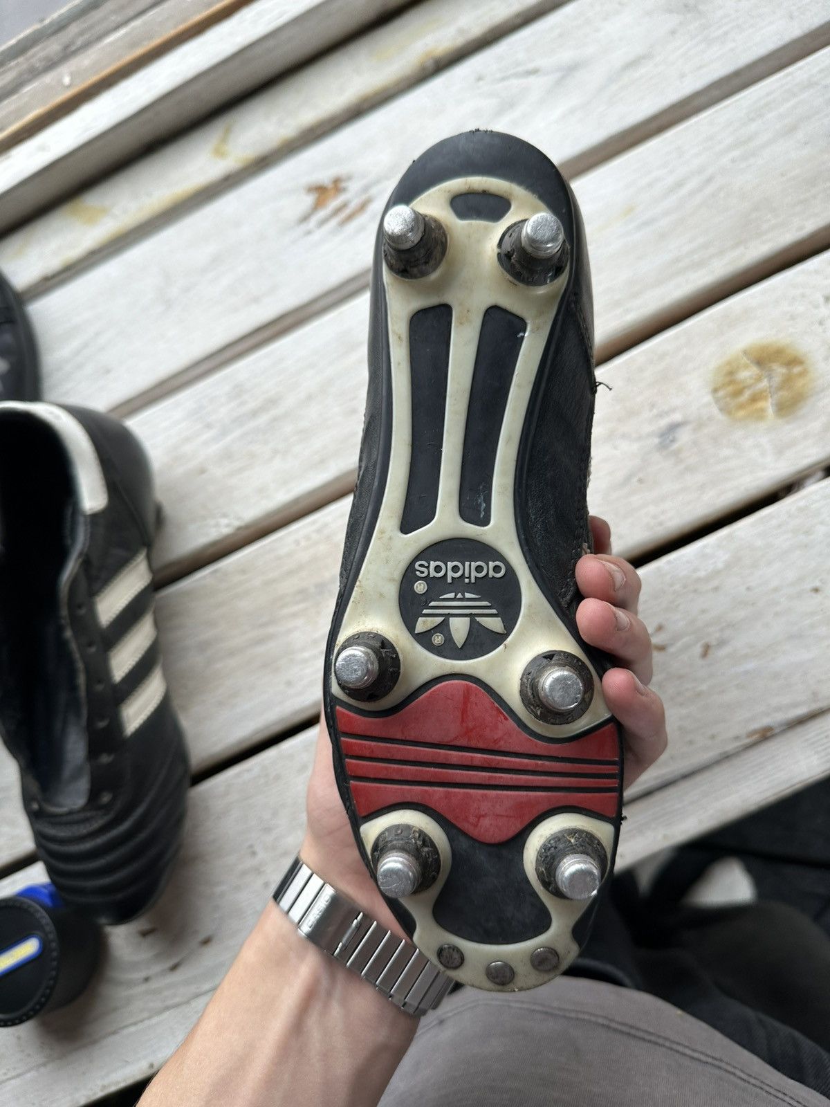 Adidas 🚨RARE ADIDAS 1996 WORLD CUP UNISEX BLACK LEATHER FOOTBAL Size US 5 / EU 37 - 19 Thumbnail