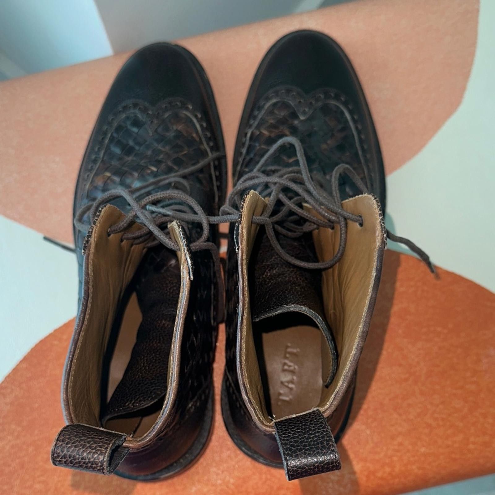 TAFT Taft Woven Brown Leather Boots Size US 10 / EU 43 - 4 Thumbnail