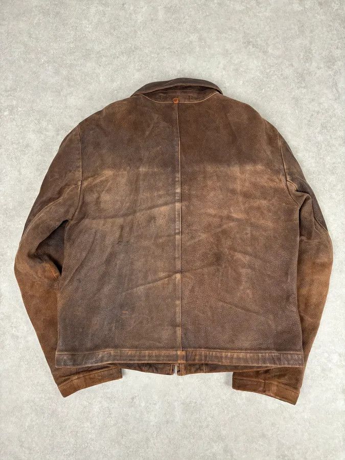 Armani 2000s Armani Biker Brown Faded Leather Jacket Size US L / EU 52-54 / 3 - 5 Thumbnail