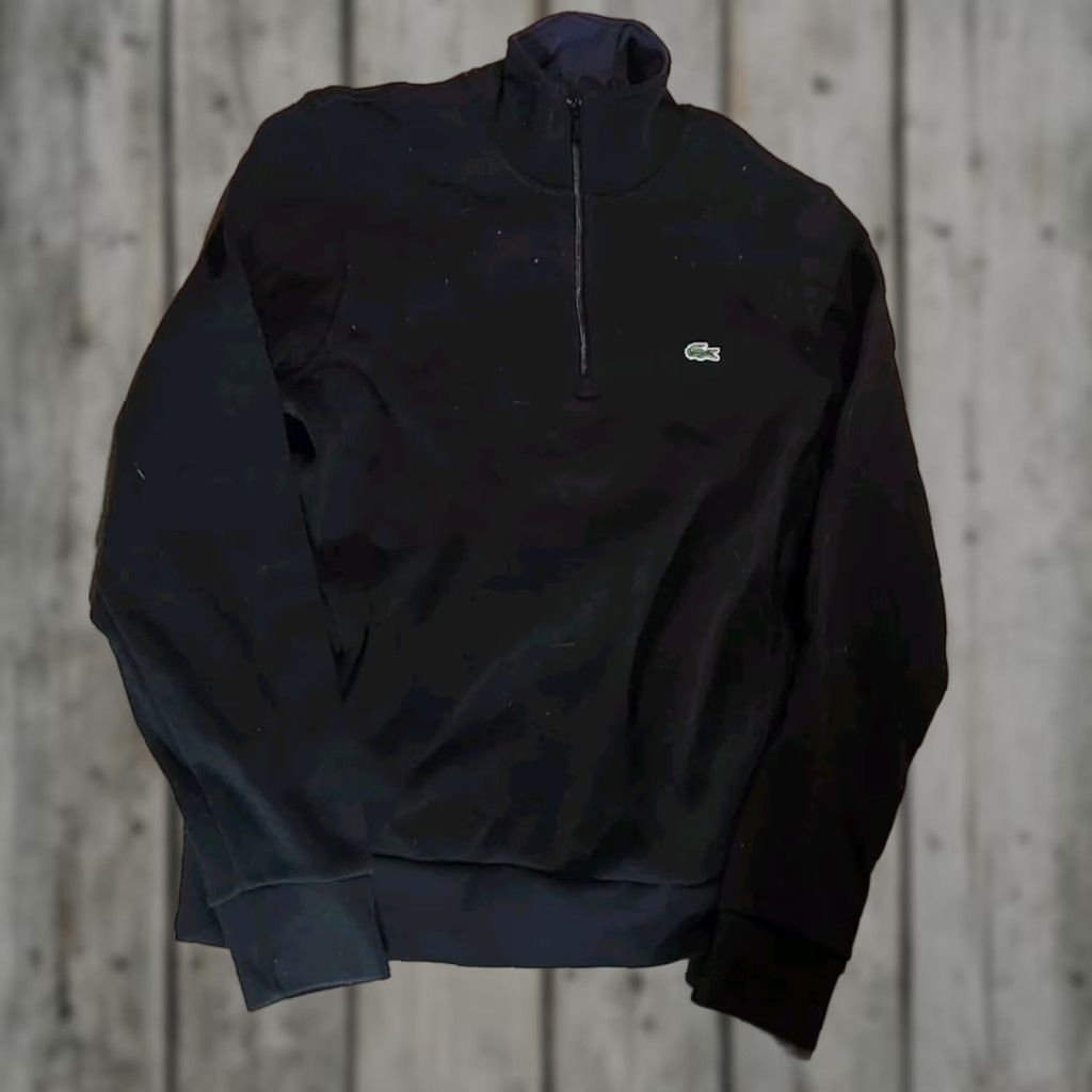 Lacoste Lacoste Sweatshirt Men's M Black Crocodile Quarter-Zip Mock Neck Sporty Pullover 1/4 Zip Pockets Stretch Regular Golf Tennis Size US M / EU 48-50 / 2 - 1 Thumbnail