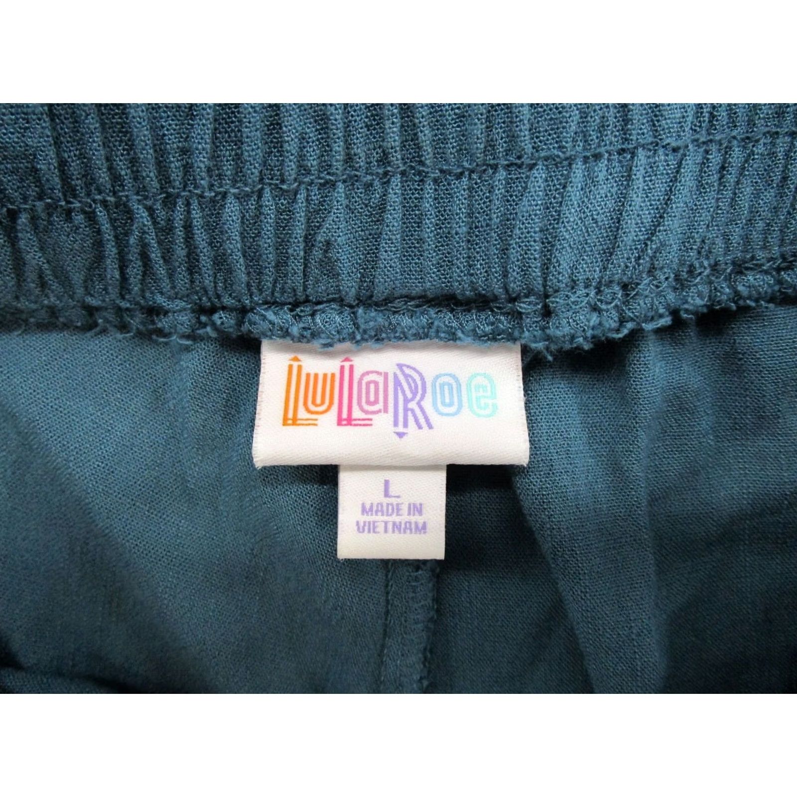 Vintage LuLaRoe Blue Belted Wide Leg Pants Elastic Waist Size Large Beach Lounge Womens Pants Size 36" / US 14 / IT 50 - 4 Thumbnail