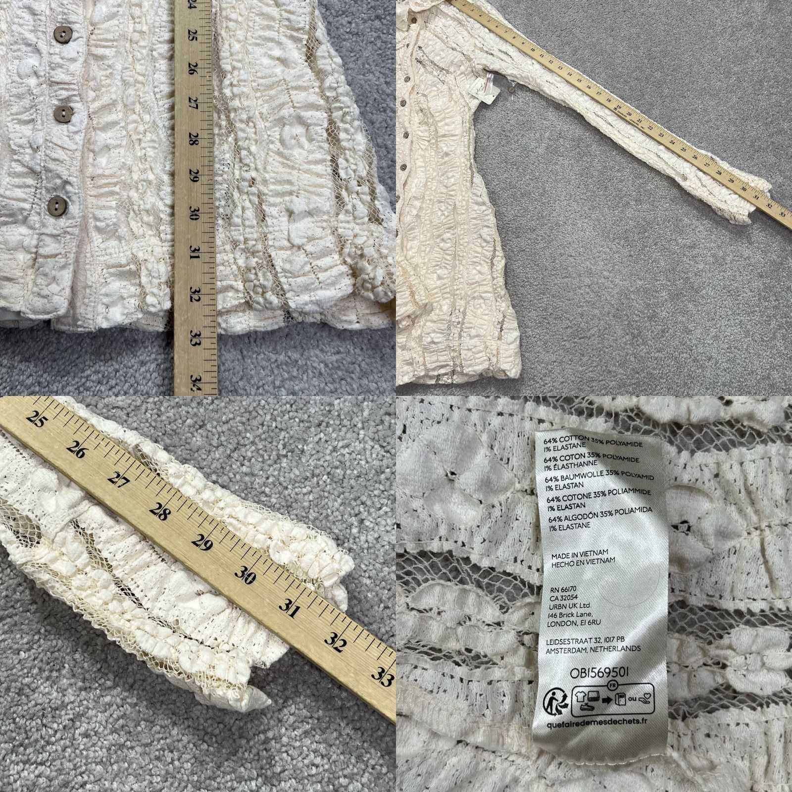Free People VINTAGE? No — Free People Shayla Lace Mini Dress XS Long Sleeve Button Down Ivory NWT Shirt Dress Women XS Bohemian Dress Lace Send? Size XS / US 0-2 / IT 36-38 - 10 Thumbnail