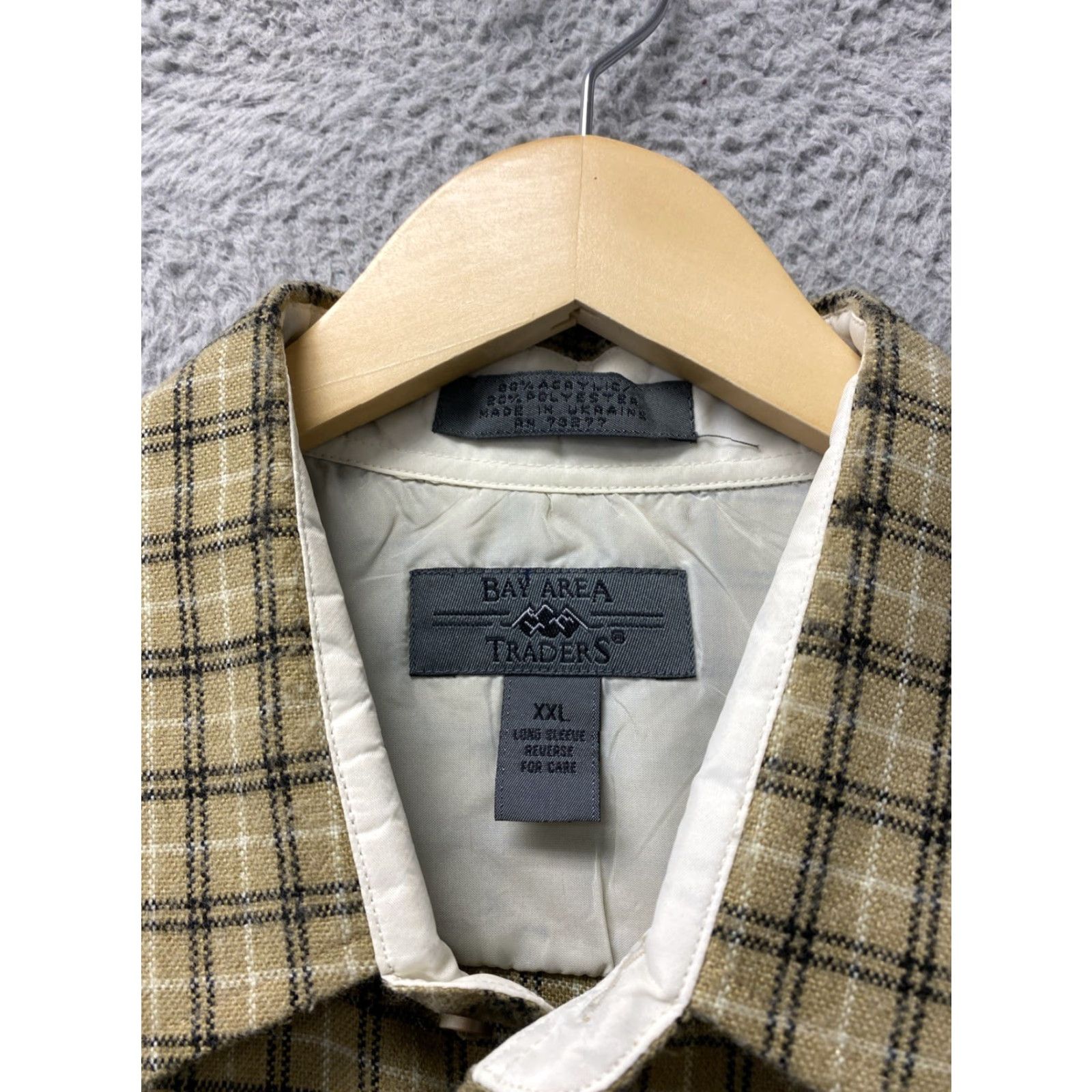 Area VINTAGE Bay Area Traders Flannel Shirt Jacket Plaid Tan XXL Men Shirt Button-Up Hooded Pockets Casual Size US XXL / EU 58 / 5 - 5 Thumbnail