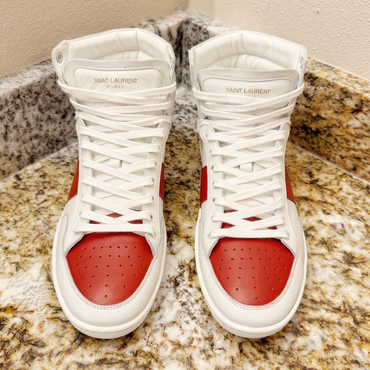 Saint Laurent Paris SL/10H HIGH TOP WHITE+RED Size US 9 / EU 42 - 4 Thumbnail