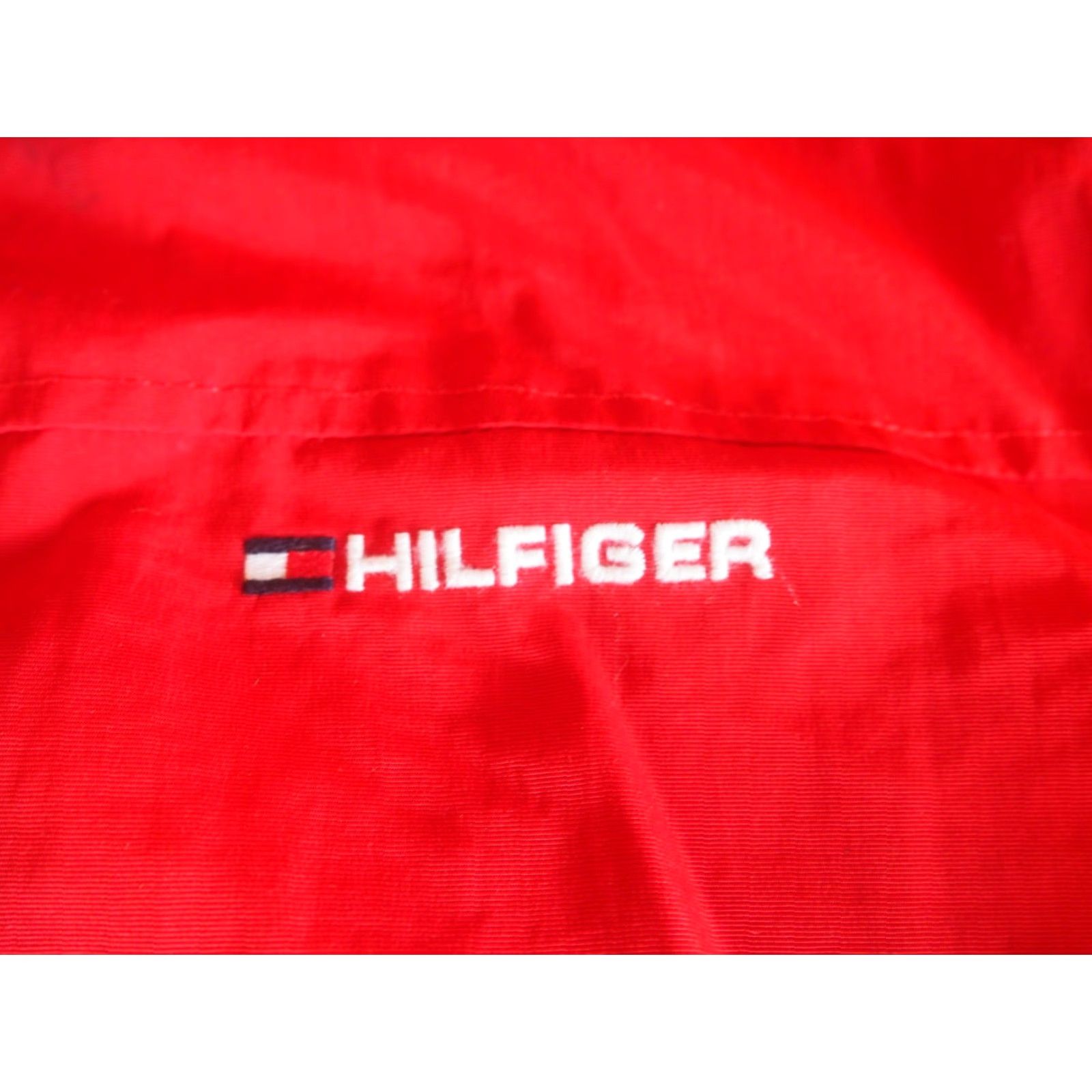 Tommy Hilfiger TOMMY HILFIGER Red Hooded Nylon Jacket Zip Logo FLAG Mens Large L EUC Jacket Mens Red Hooded Nylon Zip Logo Flag Size US M / EU 48-50 / 2 - 4 Thumbnail