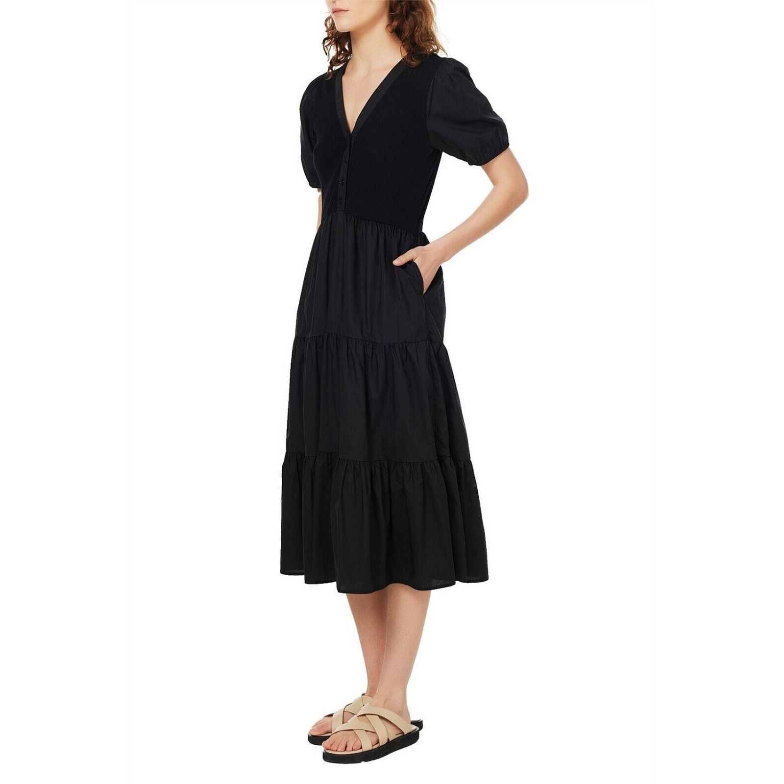 Other Brave & True Bella Goes North V-Neck Midi Dress Black Sz S Size S / US 4 / IT 40 - 2 Thumbnail