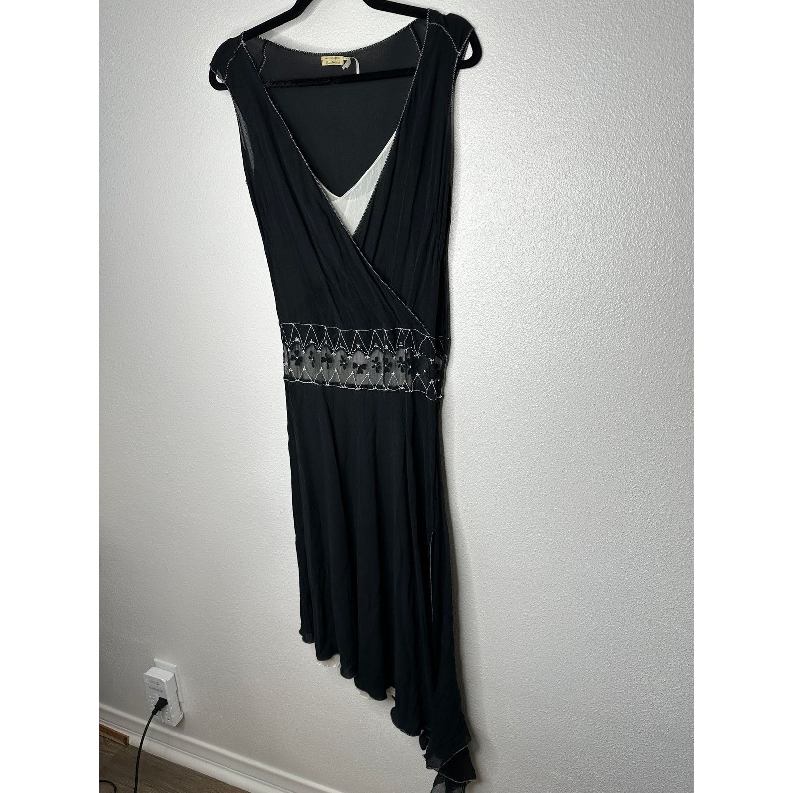 Other Max Studio Special Black Ivory Sheer Silk Embroidered Dress Size S / US 4 / IT 40 - 4 Thumbnail