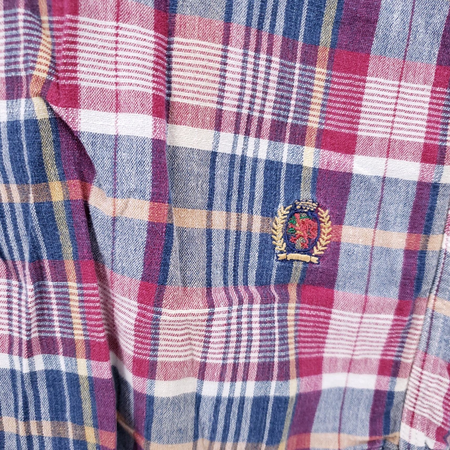 Tommy Hilfiger Tommy Hilfiger Shirt Mens L Large Red Blue Plaid Short Sleeve Button Up Collared Size US L / EU 52-54 / 3 - 4 Thumbnail