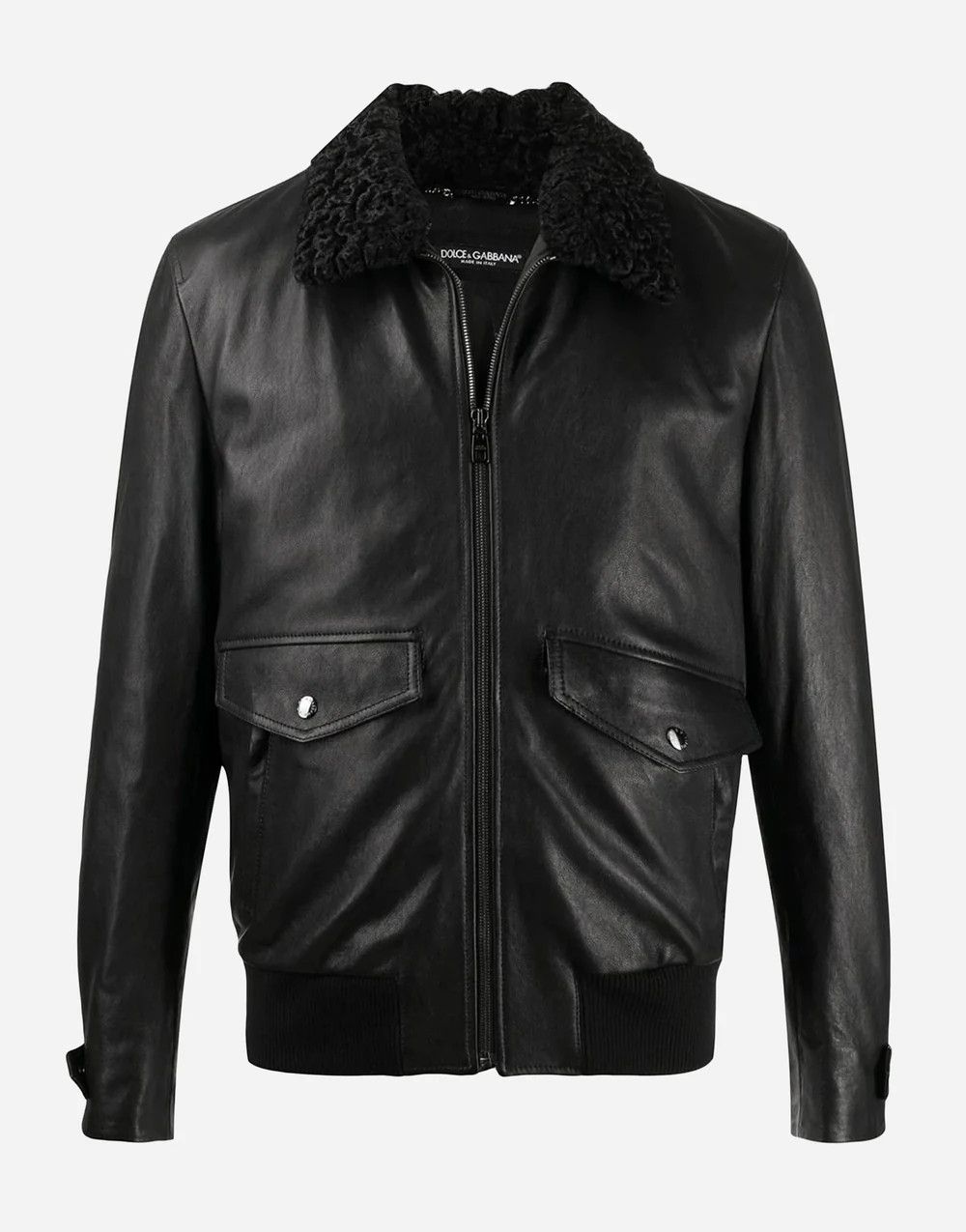Dolce & Gabbana o1y0125 Leather Bomber Jacket in Black Size US S / EU 44-46 / 1 - 1 Thumbnail
