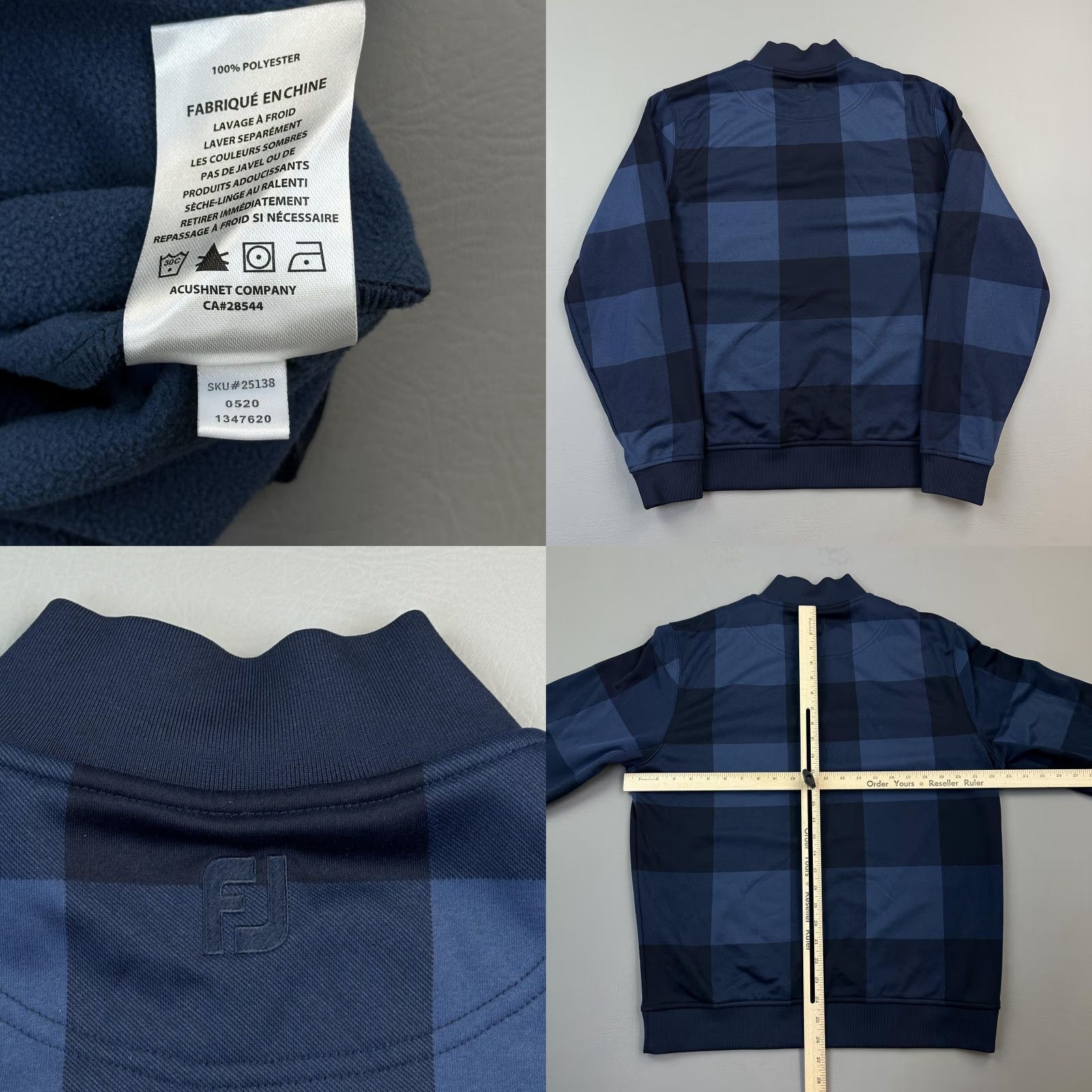 Footjoy FootJoy Pullover Mens Medium Blue Plaid Jersey Fleece 1/4 Zip Casual Preppy Golf Size US M / EU 48-50 / 2 - 8 Thumbnail