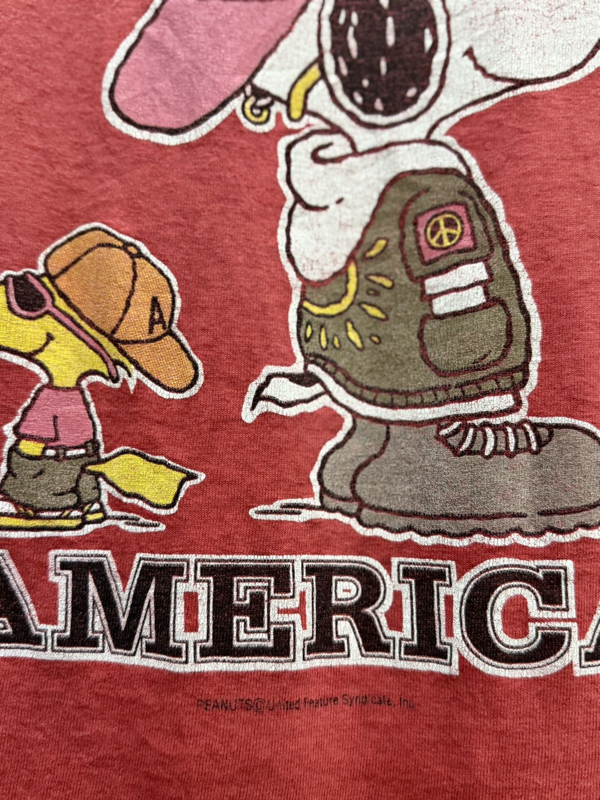 Cartoon Network Thrashed Vintage Peanuts Joe America Paper Thin Tee Size US M / EU 48-50 / 2 - 3 Thumbnail