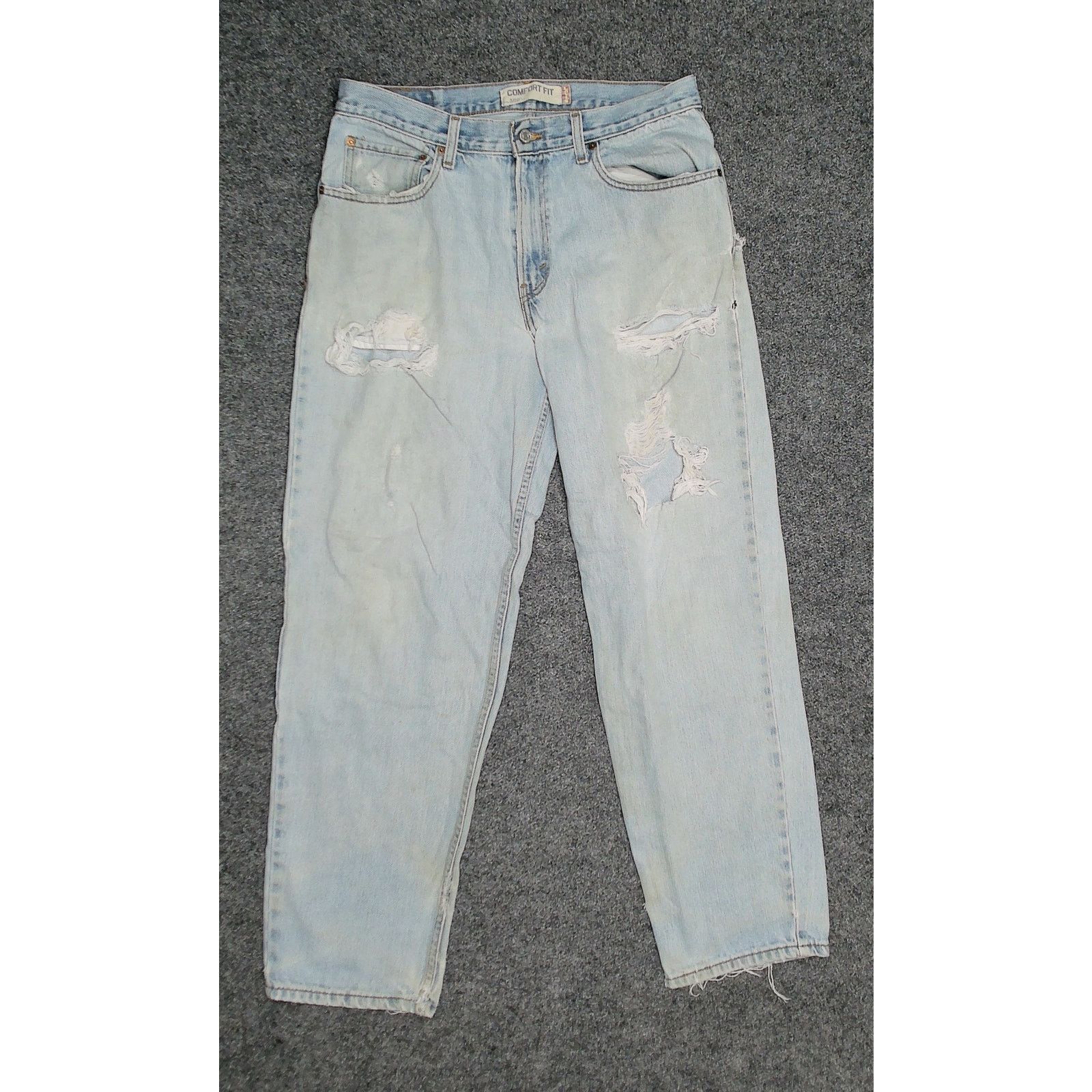 Levi's Levi's Y2K 560 Comfort Fit Thrashed Light Wash Denim Jeans Size US 35 - 3 Thumbnail