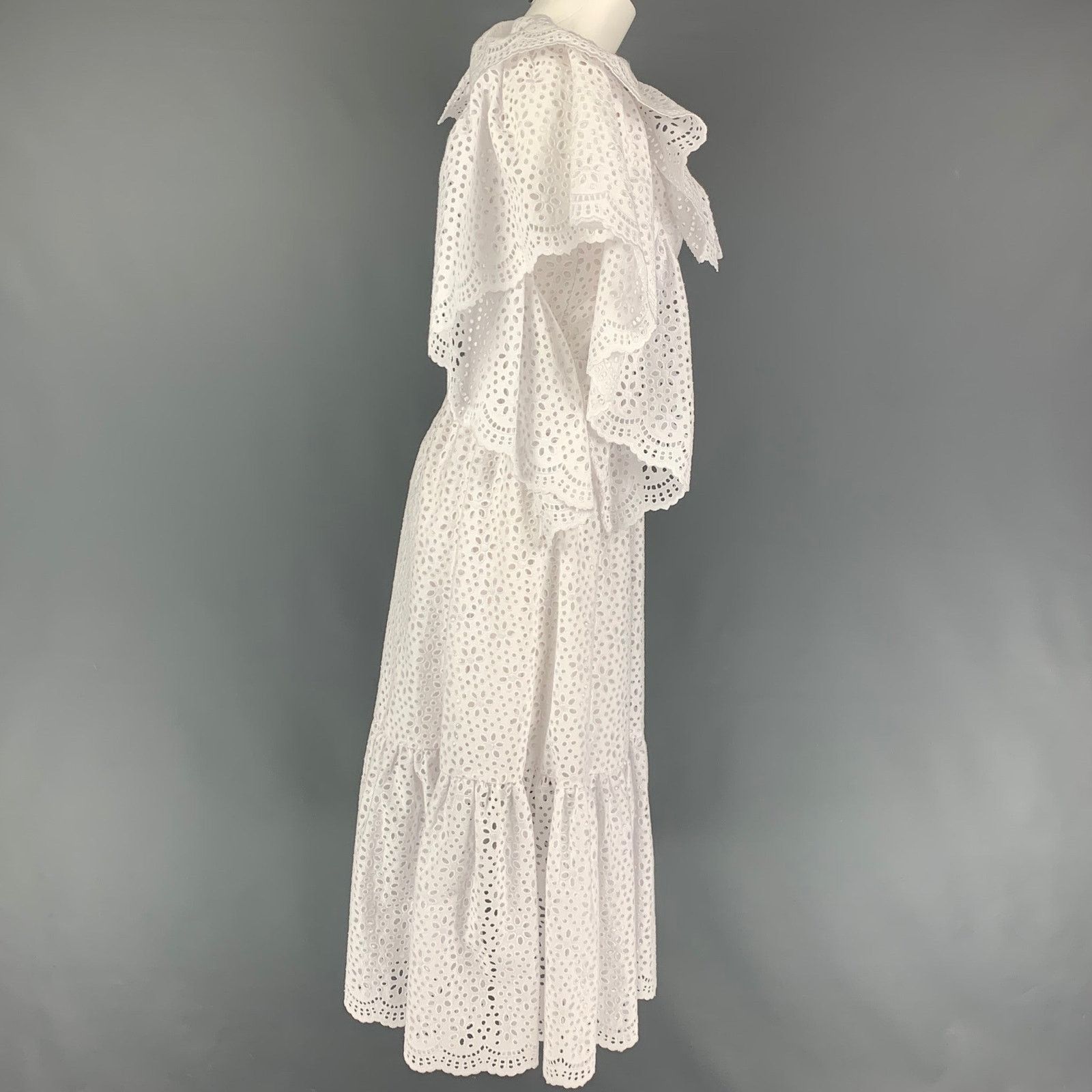 MSGM MSGM Size 4 White Cotton Eyelet Ruffle Dress Size S / US 4 / IT 40 - 2 Thumbnail