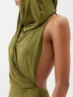 Saint Laurent Paris o1s1wg111124 Hooded Dress in Crepe Jersey in Green Size M / US 6-8 / IT 42-44 - 7 Thumbnail