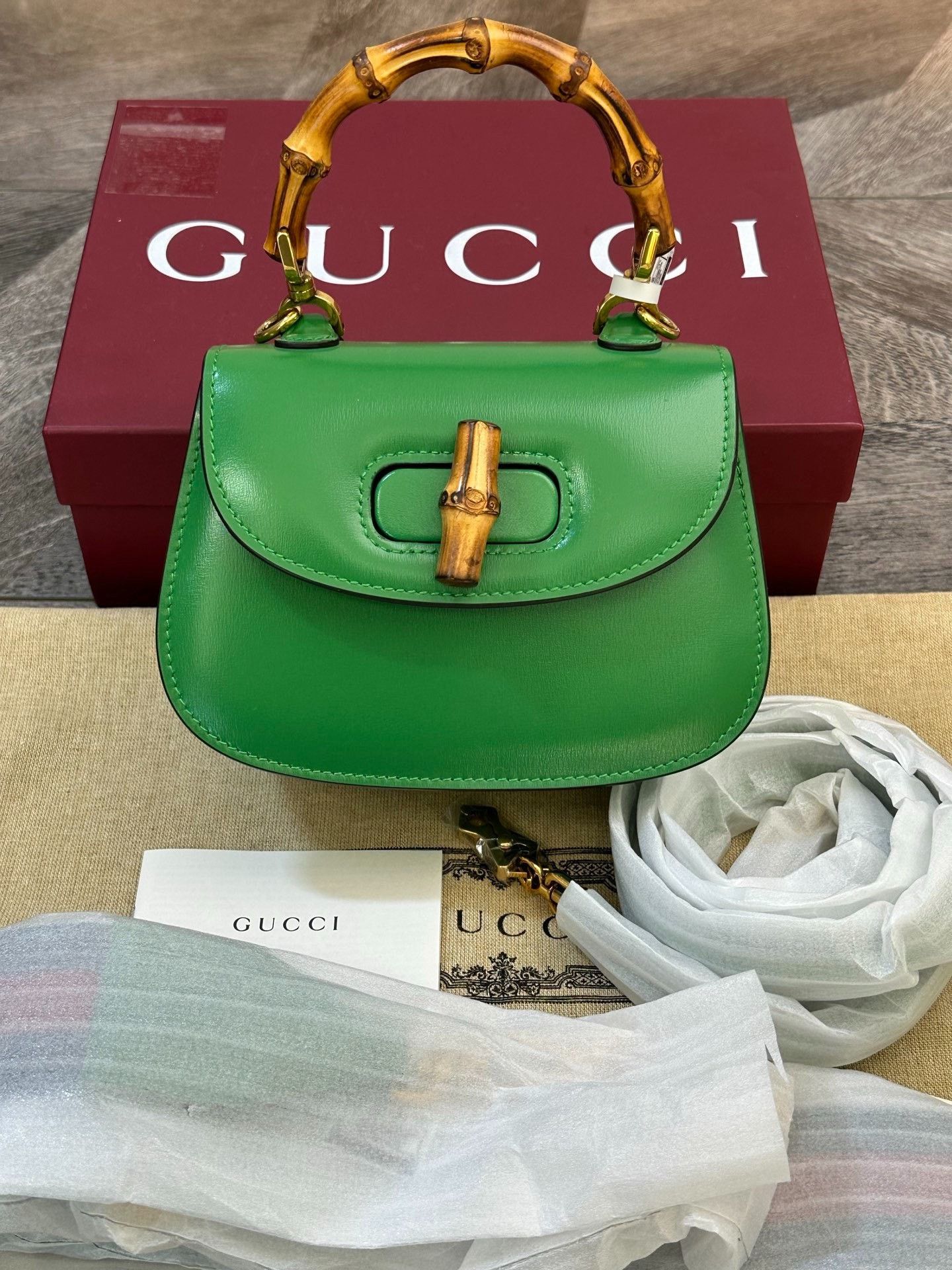 Gucci Gucci 1947 Bamboo Mimi Green Bag Size ONE SIZE - 1 Thumbnail