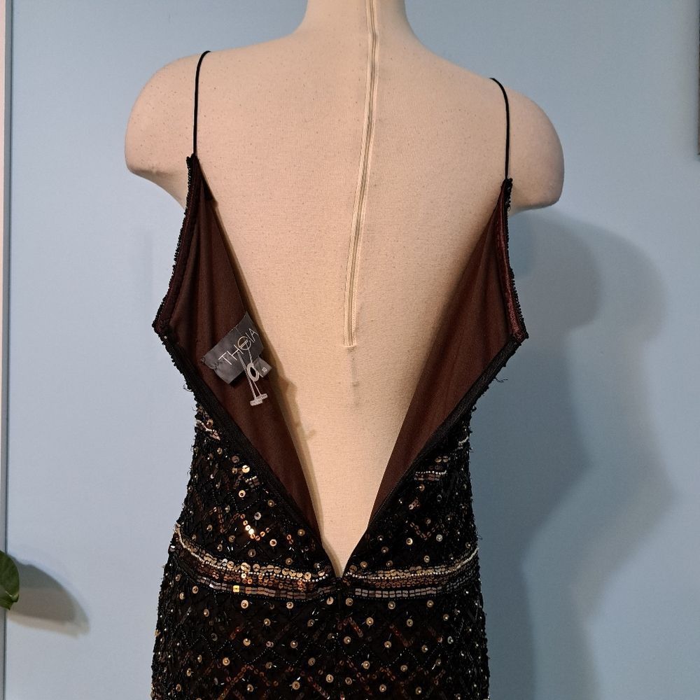 Other Theia Couture Sleeveless Embellished Beaded Cocktail Dress Size L / US 10 / IT 46 - 8 Thumbnail