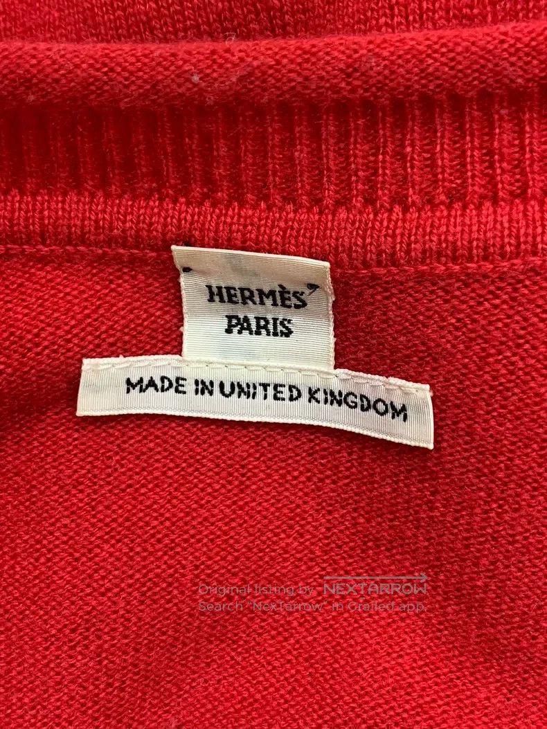 Hermes Hermes Red and white color block cashmere top Size XXS / US 00 / IT 34 - 4 Thumbnail