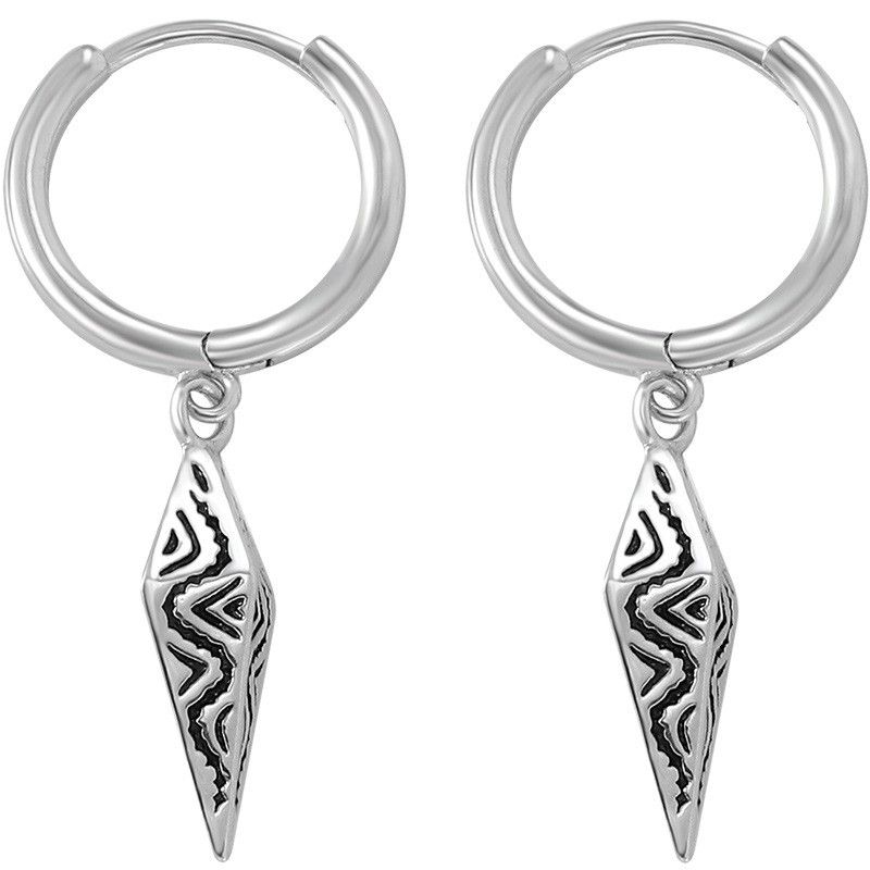 Jewelry × Sterling Silver Hip-hop Earrings One Pairs Chrome Jewelry Size ONE SIZE - 4 Thumbnail