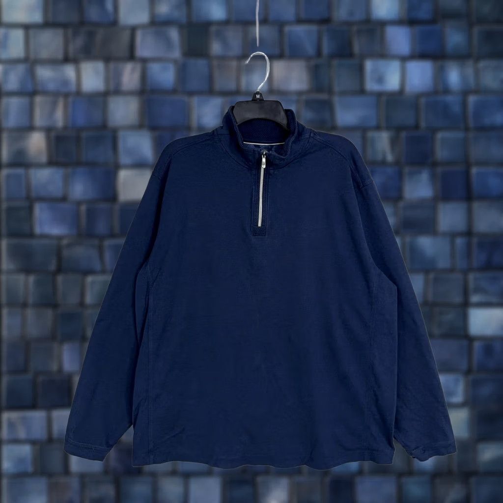 Tommy Bahama VINTAGE Tommy Bahama Sweater Mens XL Blue Pima Cotton 1/4 Zip Mock Neck Pullover Travel Size US XL / EU 56 / 4 - 1 Thumbnail