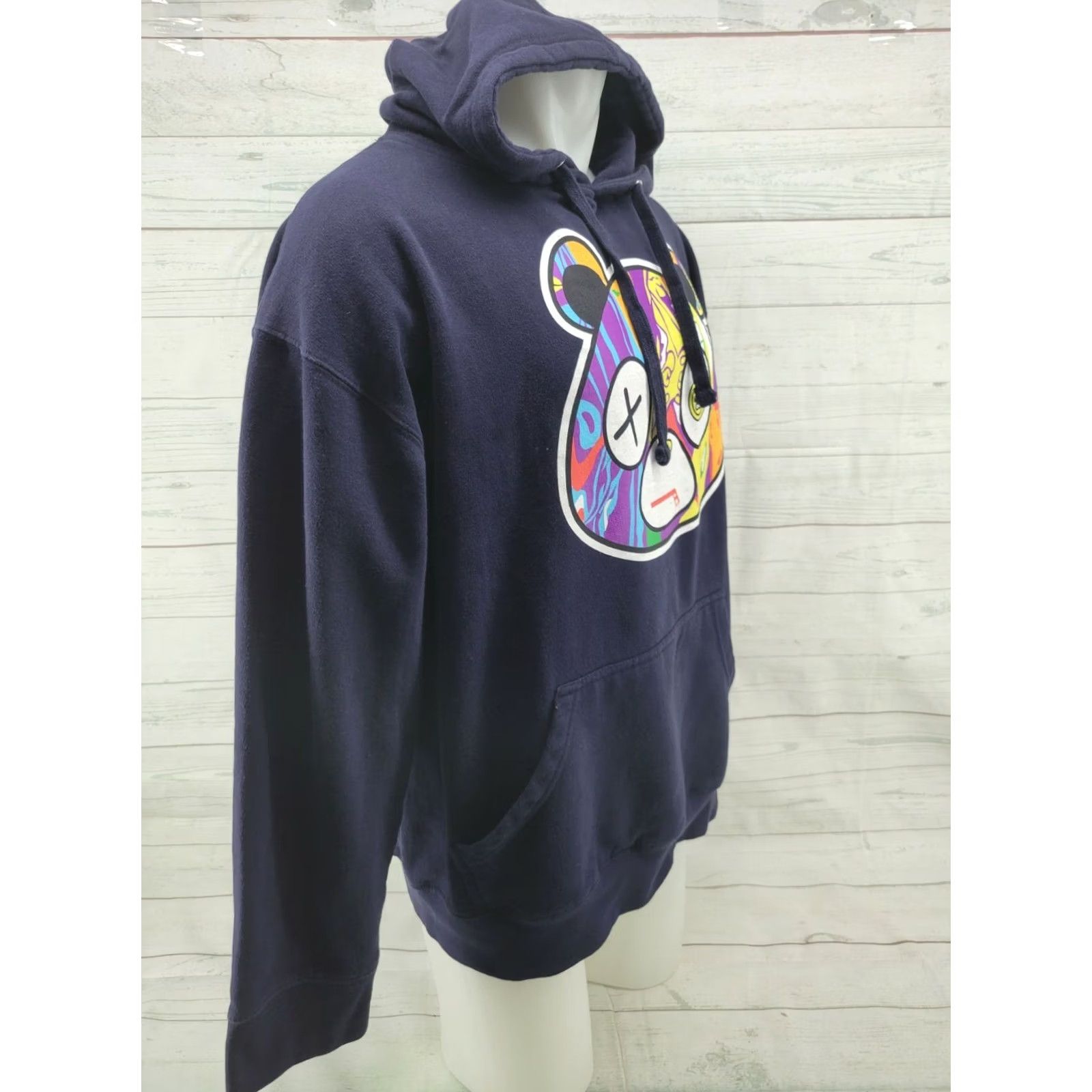J Brand Imaginary Brand Distressed Bear Hoodie Blue XL Men's Pullover Cotton Solid Size US XL / EU 56 / 4 - 6 Thumbnail
