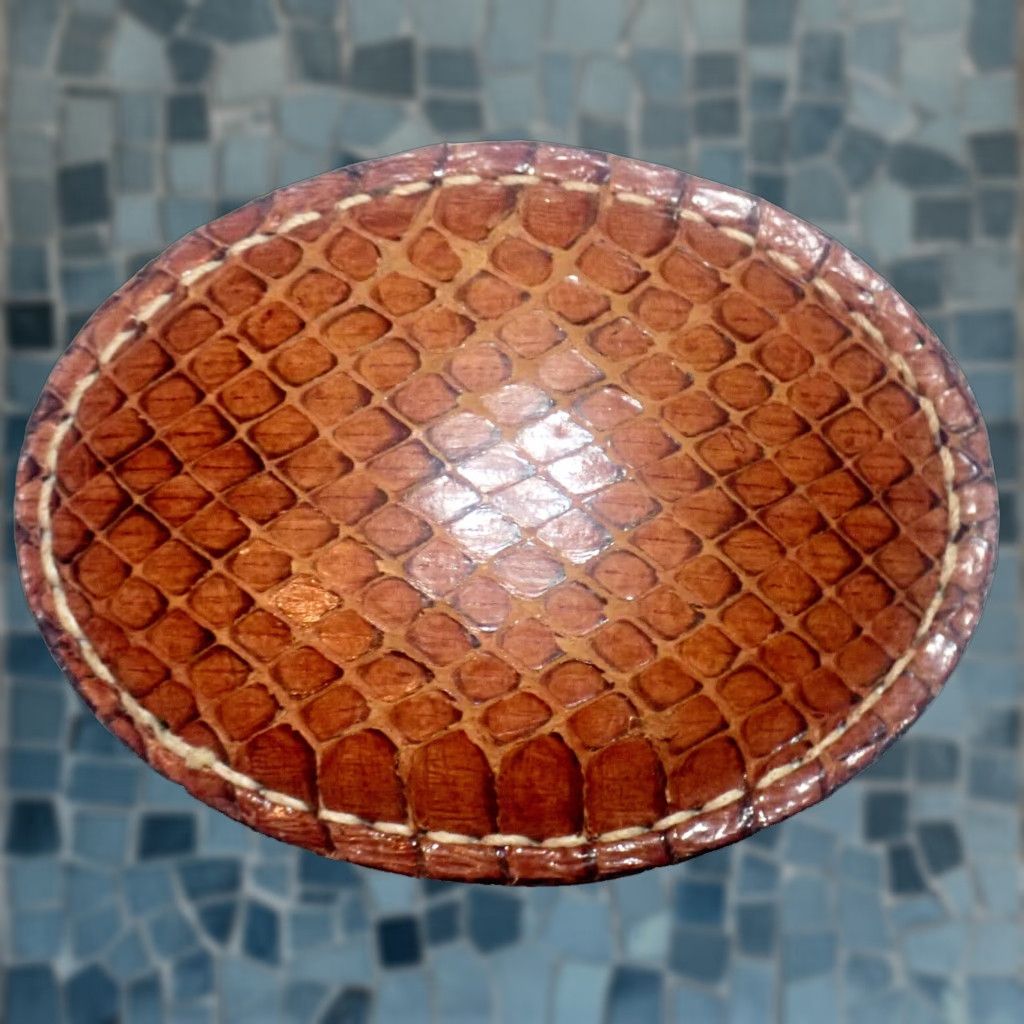Vintage VINTAGE Cardat Snakeskin Reptile Skin Leather Oval Belt Buckle Only Cowboy Western Unisex Adult Brown 1990s Size ONE SIZE - 1 Thumbnail