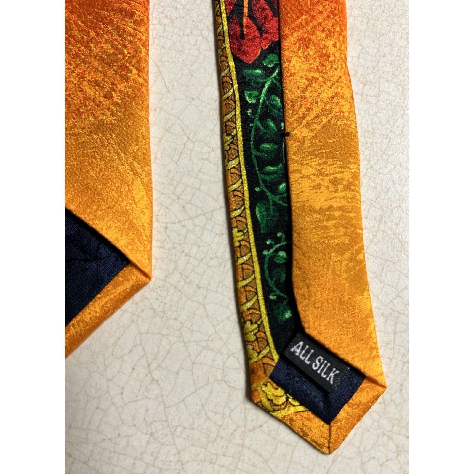 Vintage VINTAGE Rush Limbaugh No Boundaries Tropical Leaf Orange Necktie 1996 100% Silk Size ONE SIZE - 5 Thumbnail