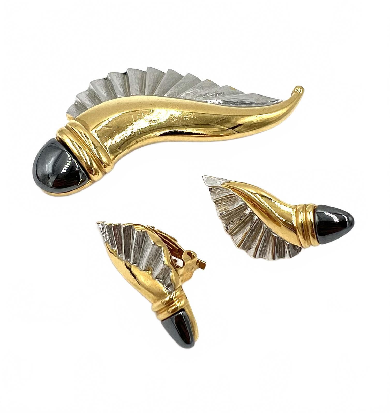 Butter Goods Butler Hematite Art deco style 2-pc Earring & Brooch Set Size ONE SIZE - 1 Thumbnail