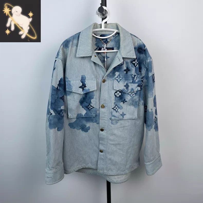 Louis Vuitton Louis Vuitton Blue ink stripe smudged logo long shirt Size US M / EU 48-50 / 2 - 1 Thumbnail