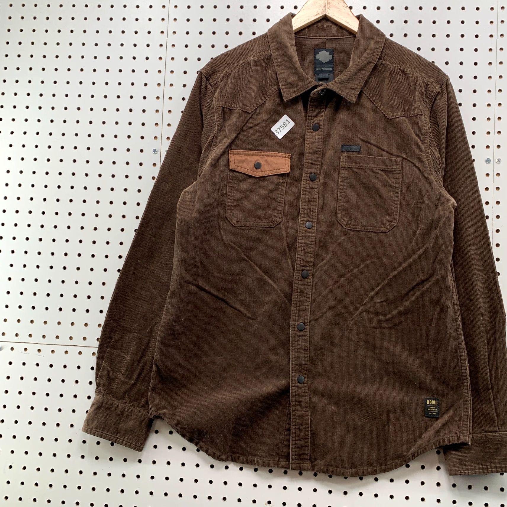 Harley Davidson VINTAGE Harley-Davidson Brown Corduroy Button-Up Shirt Men Large Padded Long Sleeve Motorcycle Size US L / EU 52-54 / 3 - 4 Thumbnail