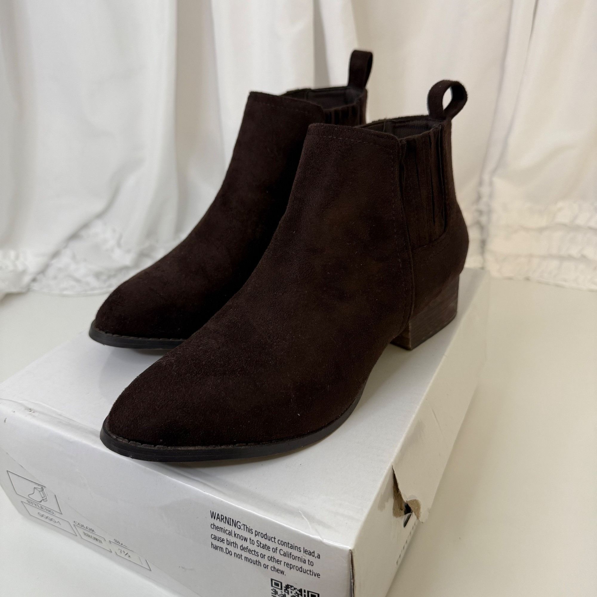 Other Elegant Footwear Brown Suede Ankle Boots With Block Heel For Size US 7.5 / IT 37.5 - 3 Thumbnail