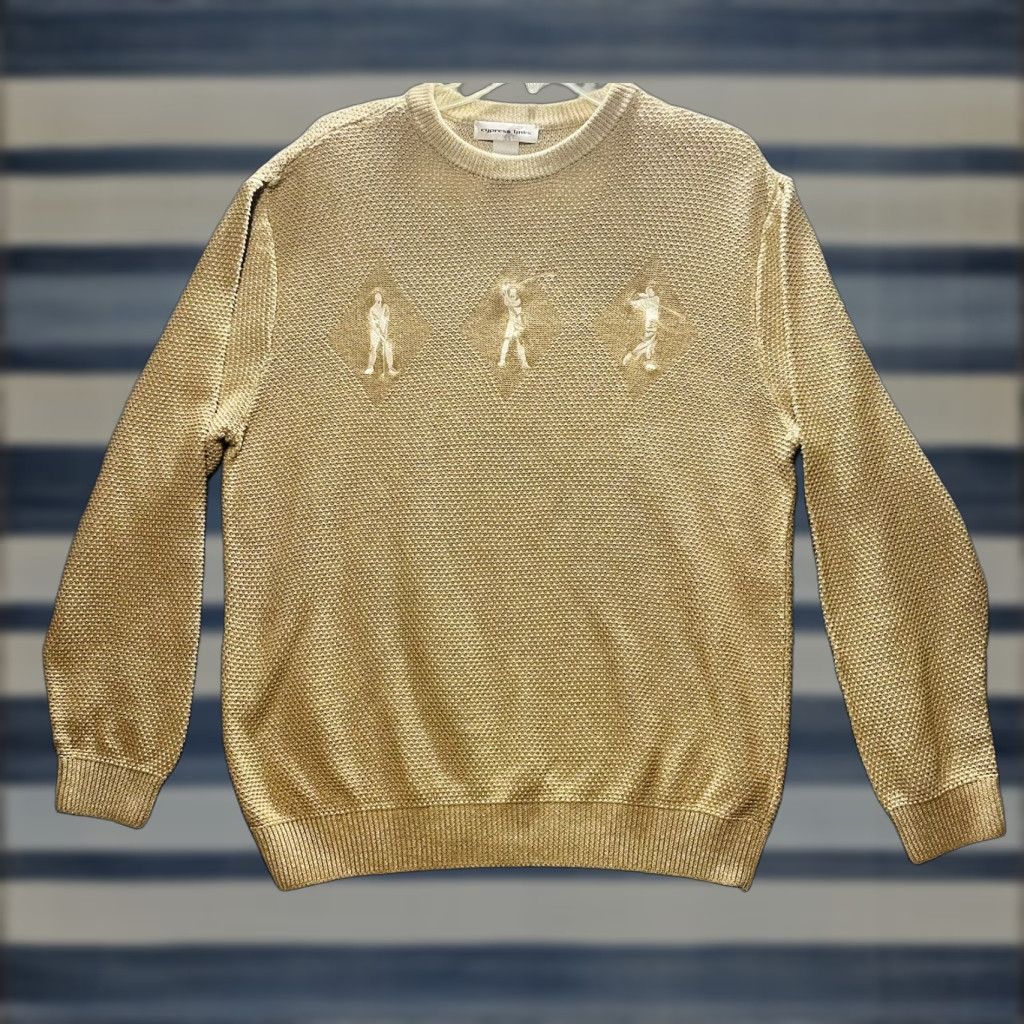 Vintage VINTAGE Cypress Links Men’s Knitted Golf Pullover Sweater LG Large Light Brown Beige Cotton Knit Pullover 90s Golf Mens Size US L / EU 52-54 / 3 - 1 Thumbnail