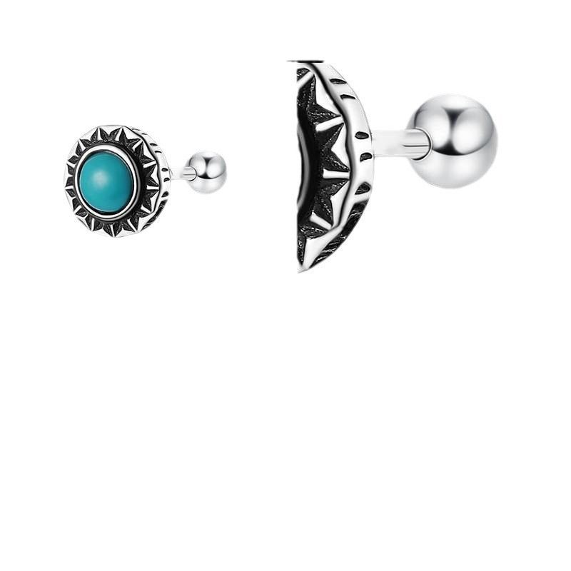 Jewelry Turquoise Stone Hip-hop Earrings One Pairs Chrome Jewelry Size ONE SIZE - 5 Thumbnail