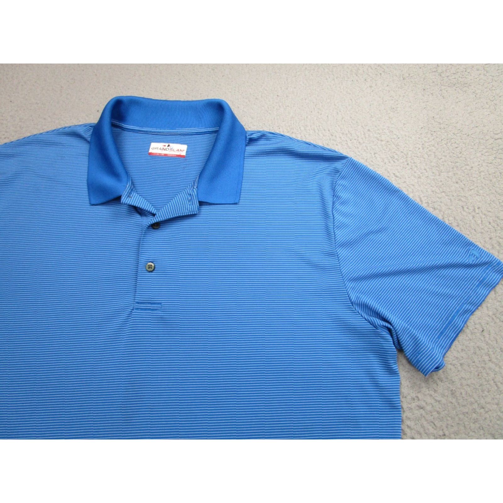 Vintage VINTAGE Grand Slam Polo Shirt Mens 2XL Blue Striped Performance Golf Stretch Wicking Size US XXL / EU 58 / 5 - 2 Thumbnail