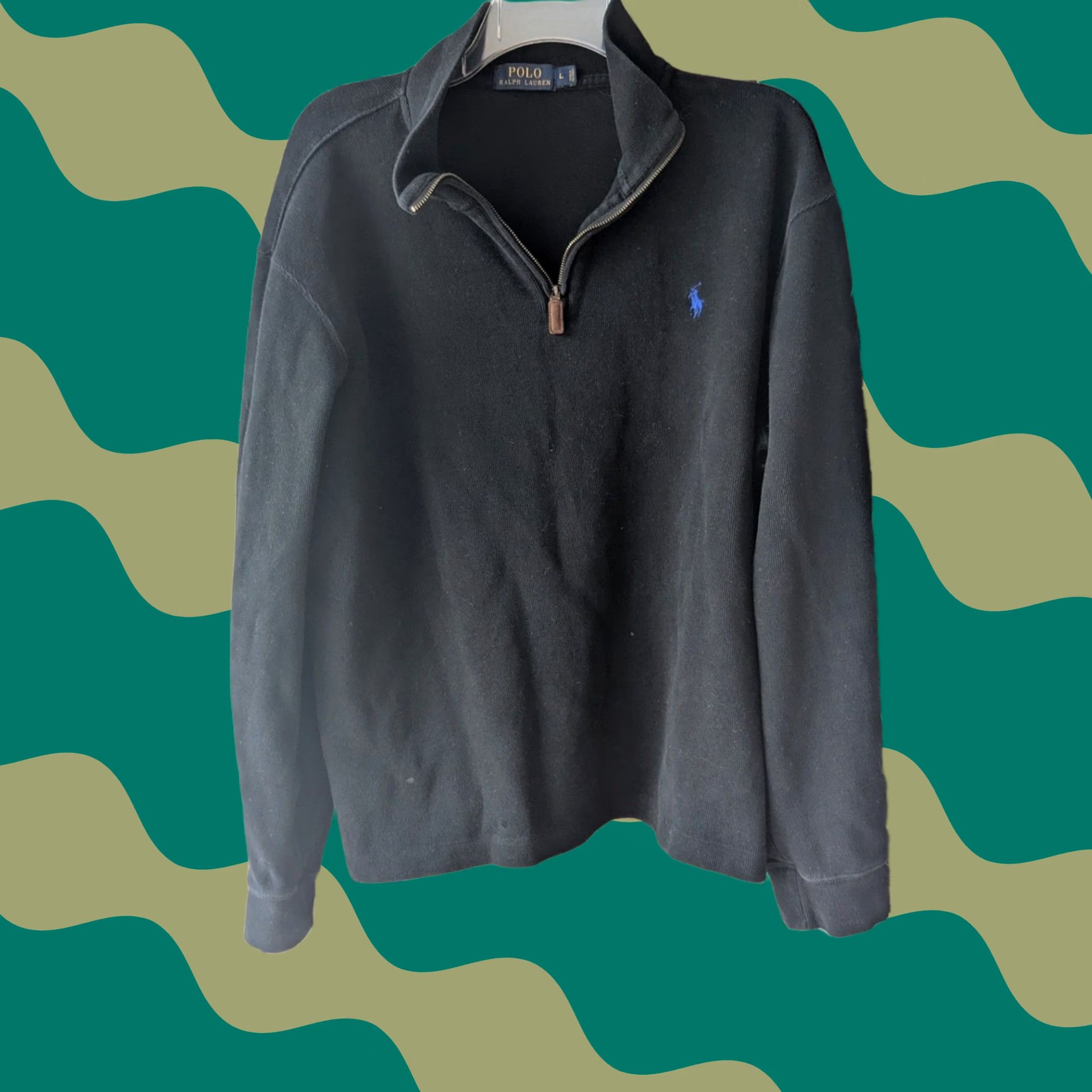 Polo Ralph Lauren Polo Ralph Lauren Sweater Black Cotton Knit Mens L Quarter Zip Pullover Size US L / EU 52-54 / 3 - 1 Thumbnail