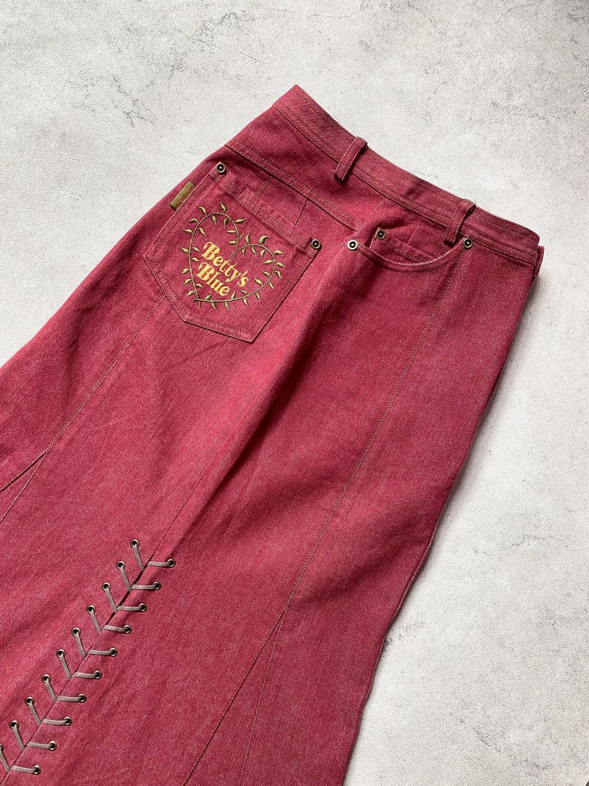 If Six Was Nine Vintage Y2K Betty’s Blue Shinji Abe Burgundy Maxi Skirt Size 28" / US 6 / IT 42 - 8 Thumbnail