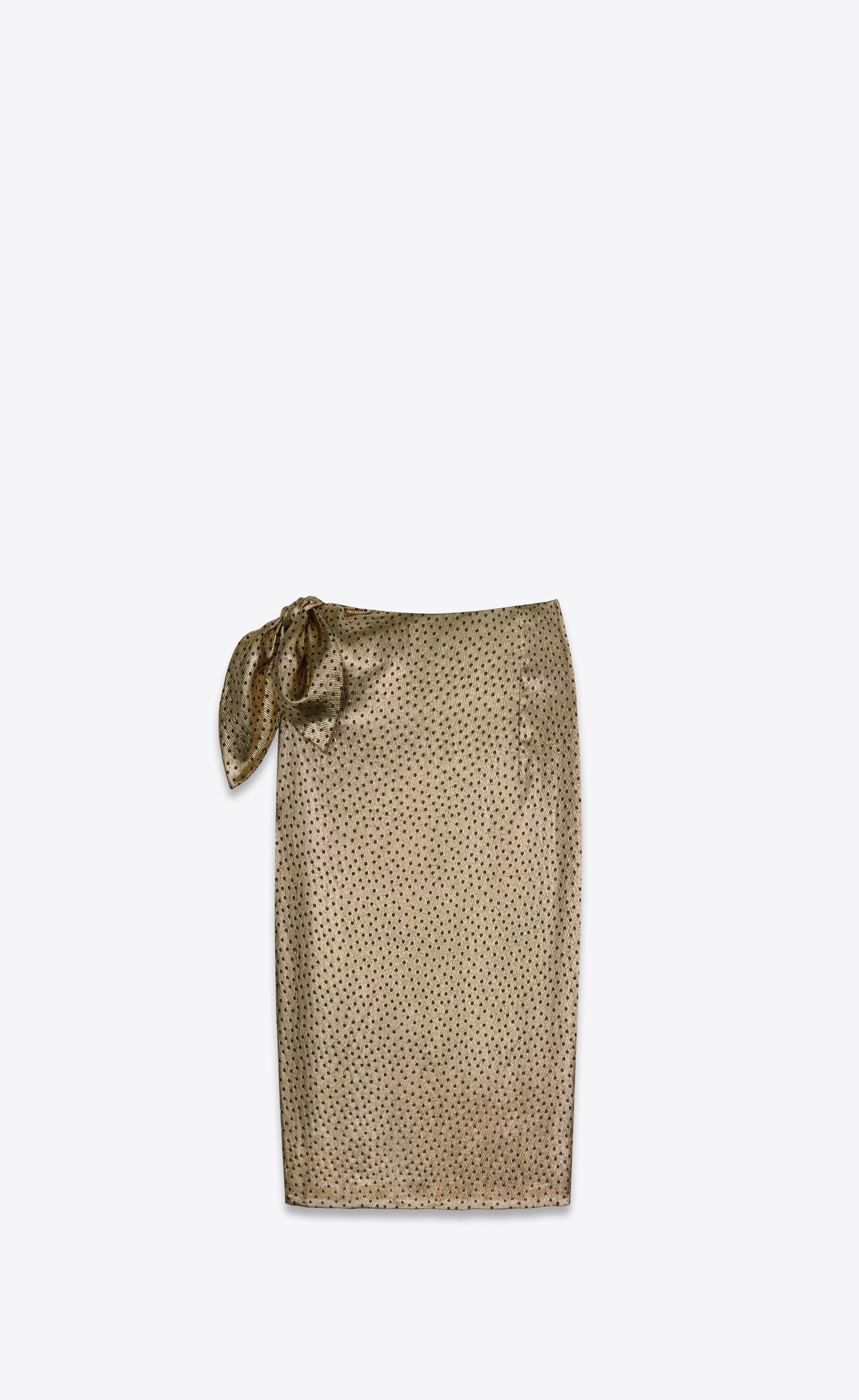 Saint Laurent Paris o1b1hav110525 776458 Tied Pencil Skirt in Dotted Lamé Gold Size 26" / US 2 / IT 38 - 2 Thumbnail