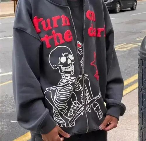 Skeleton Oversize Zip Up Hoodie