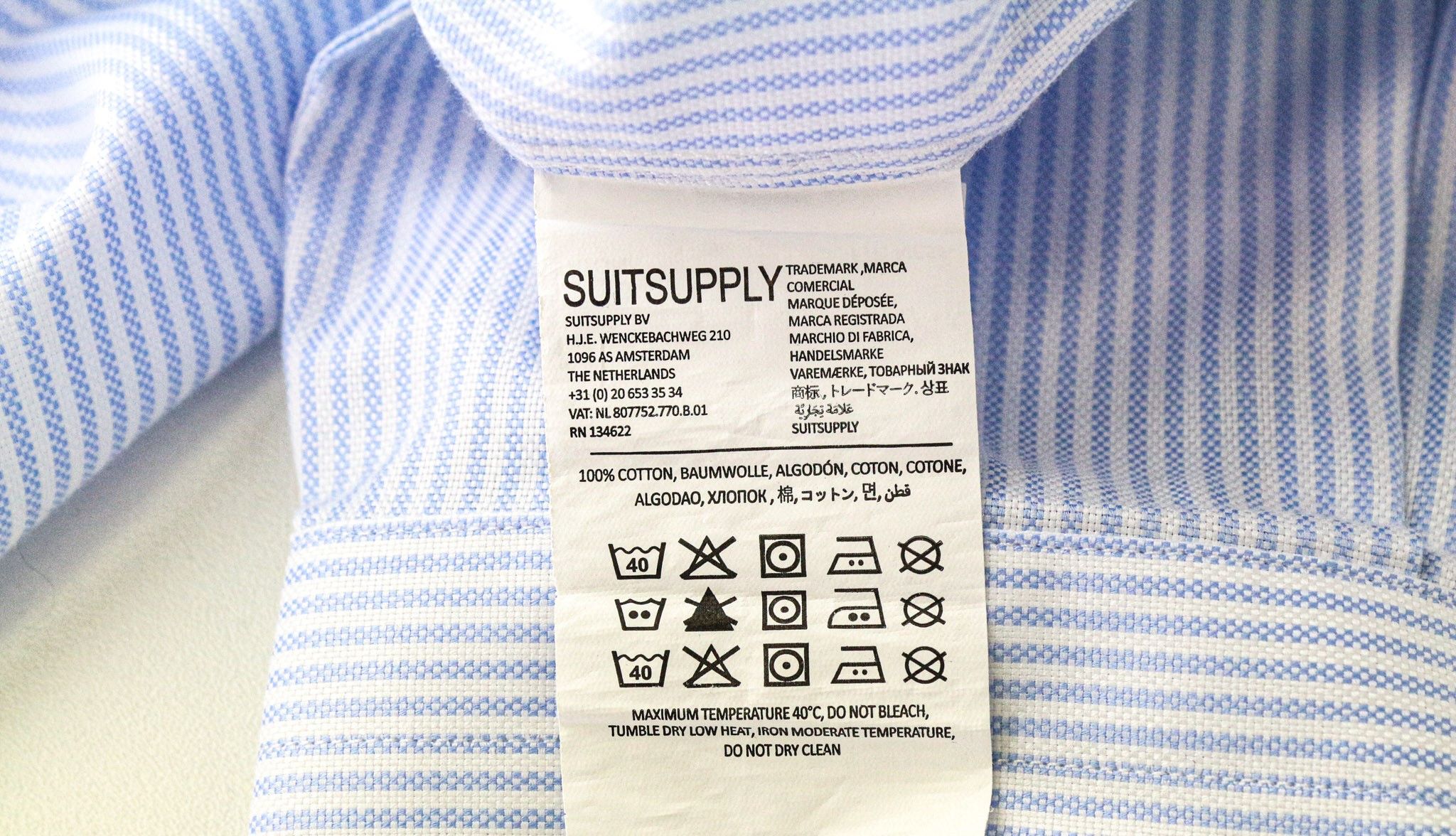 Suitsupply TRY ON XS 45/17 3/4 Blue Pinstriped Shirt 86602 Size 44R - 6 Thumbnail