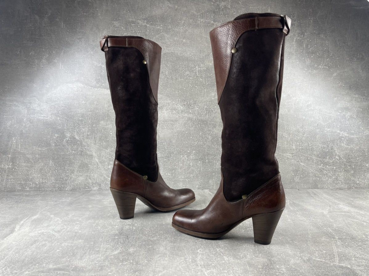 MoMA MOMA Leather & Suede Knee-High Boots Brown Block Heel Size US 8 / IT 38 - 6 Thumbnail