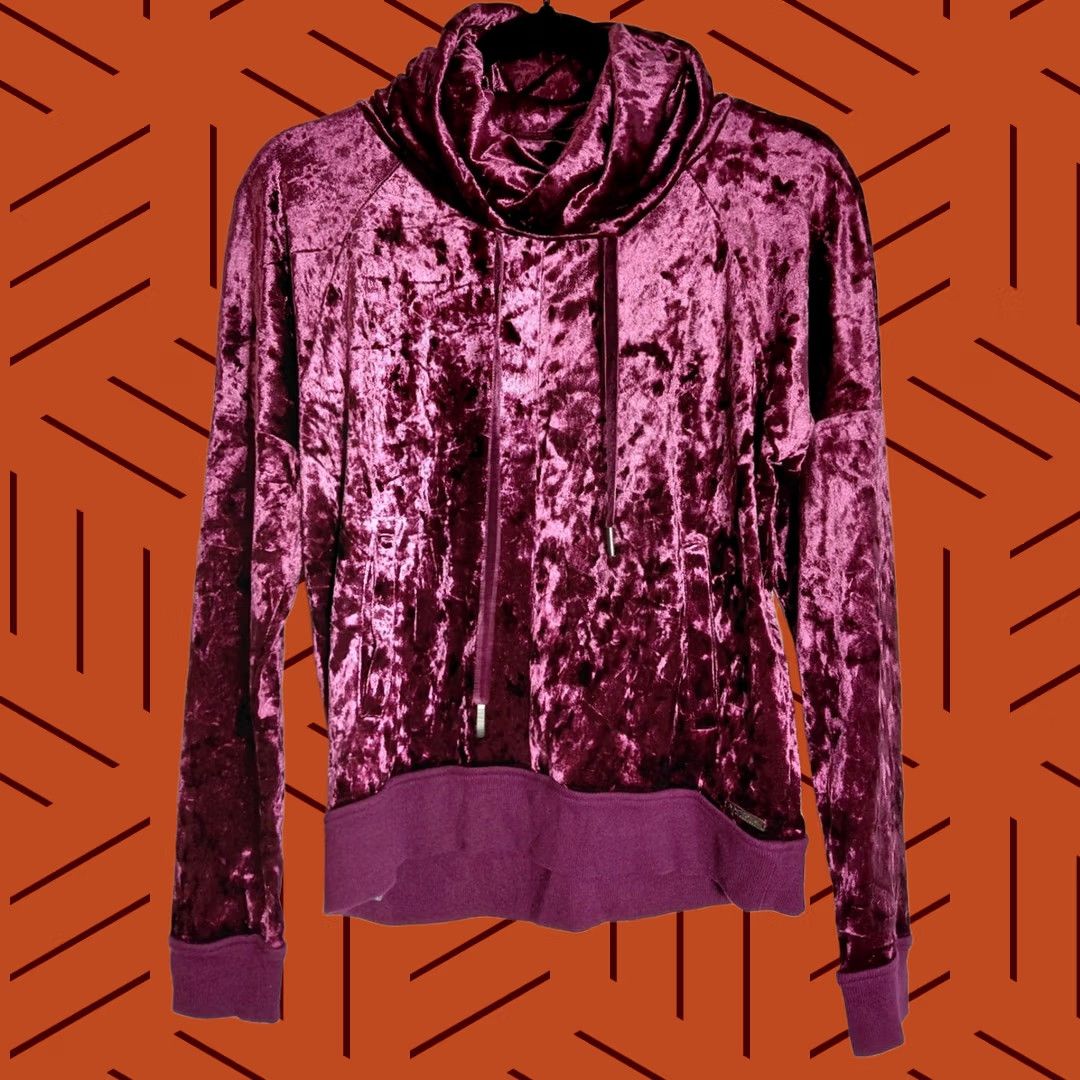Betsey Johnson BETSEY JOHNSON PERFORMANCE Velvet Hoodie Women Size S Long Sleeve Solid Purple Size S / US 4 / IT 40 - 1 Thumbnail