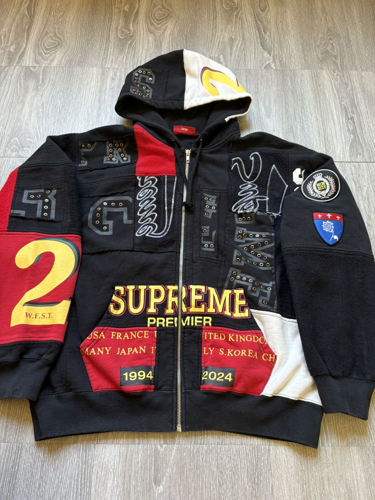 Supreme Supreme Patchwork Black Hoodie SS25 Size US L / EU 52-54 / 3 - 4 Thumbnail