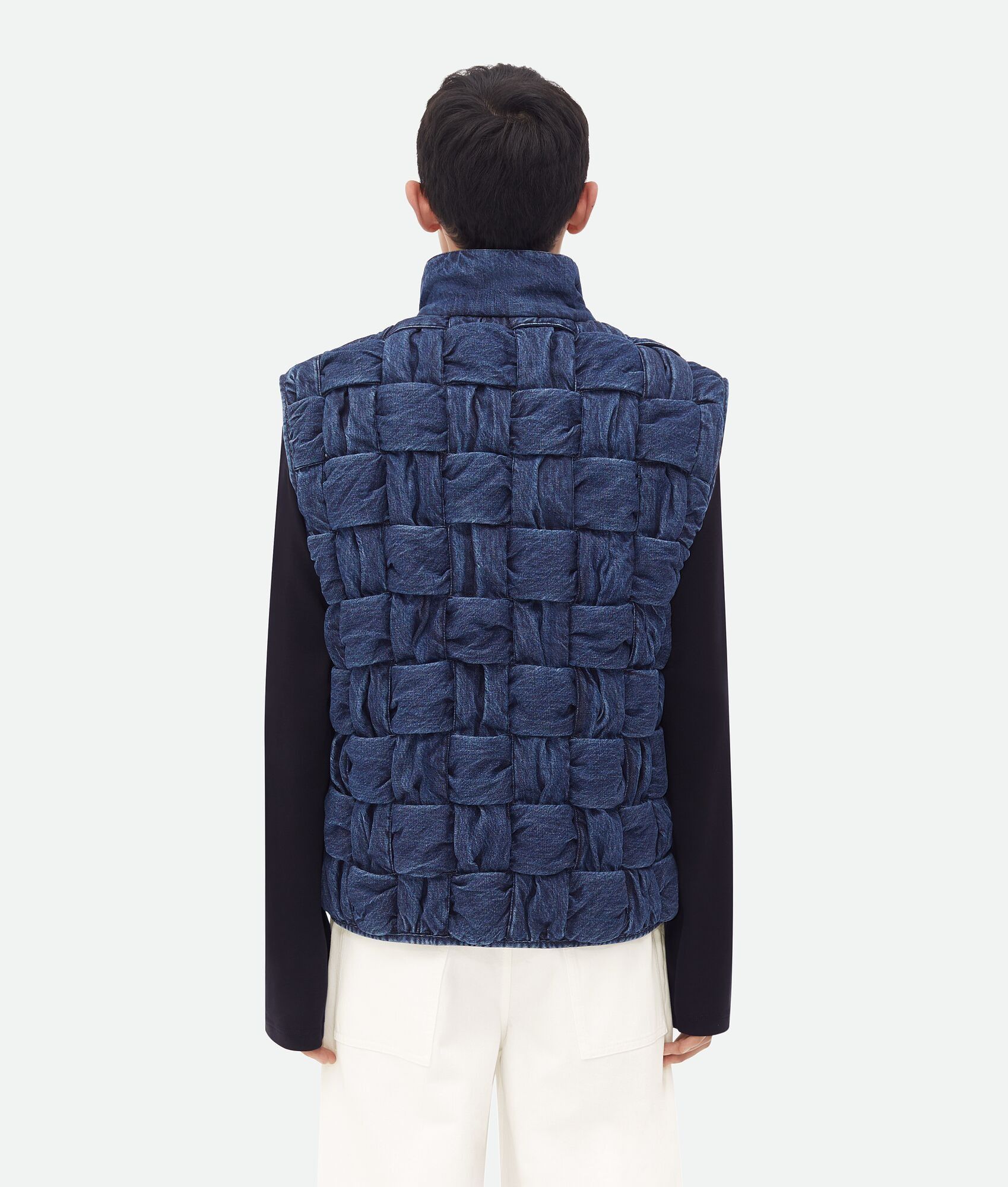 Bottega Veneta o1w1db10625 Intrecciato Denim Gilet in Indigo Blue Size US L / EU 52-54 / 3 - 3 Thumbnail