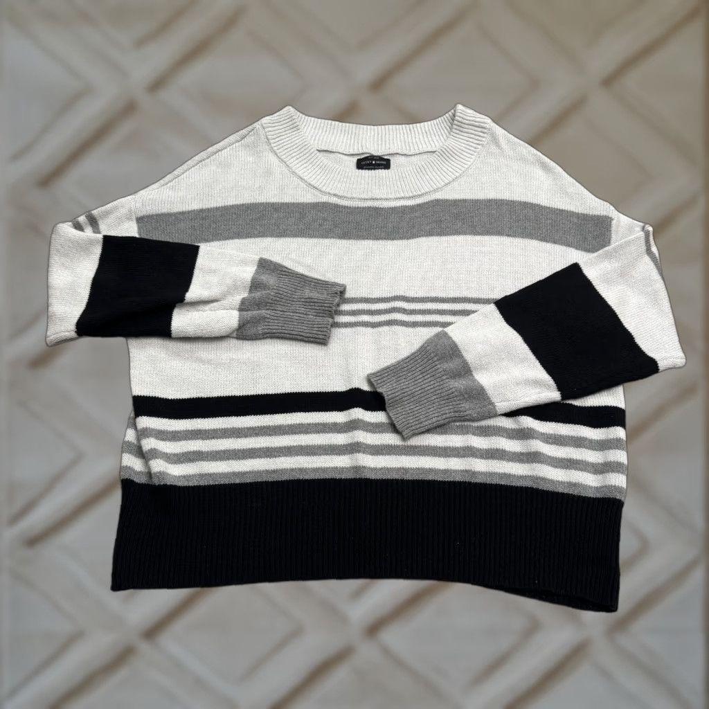 Lucky Brand Lucky Brand Women's Large Striped Colorblock Knit Sweater Multicolor Crew Neck Regular Fit Size L / US 10 / IT 46 - 1 Thumbnail