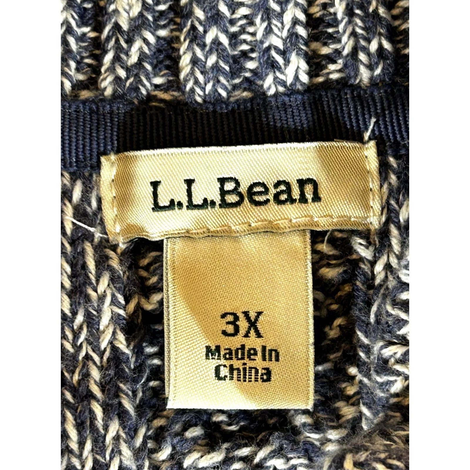 Vintage LL Bean Sweater Womens 3X Plus Blue Full Zip Cable Knit Cardigan Cotton Jacket Size XXL / US 16-18 / IT 52-54 - 6 Thumbnail