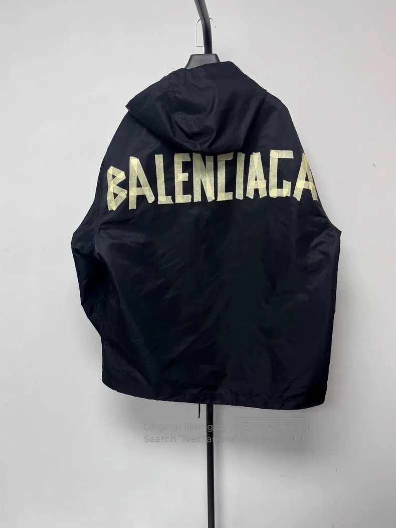 Balenciaga Balenciaga Tape Duct Tape Logo Hooded Windbreaker Jacket Size US XXS / EU 40 - 1 Thumbnail